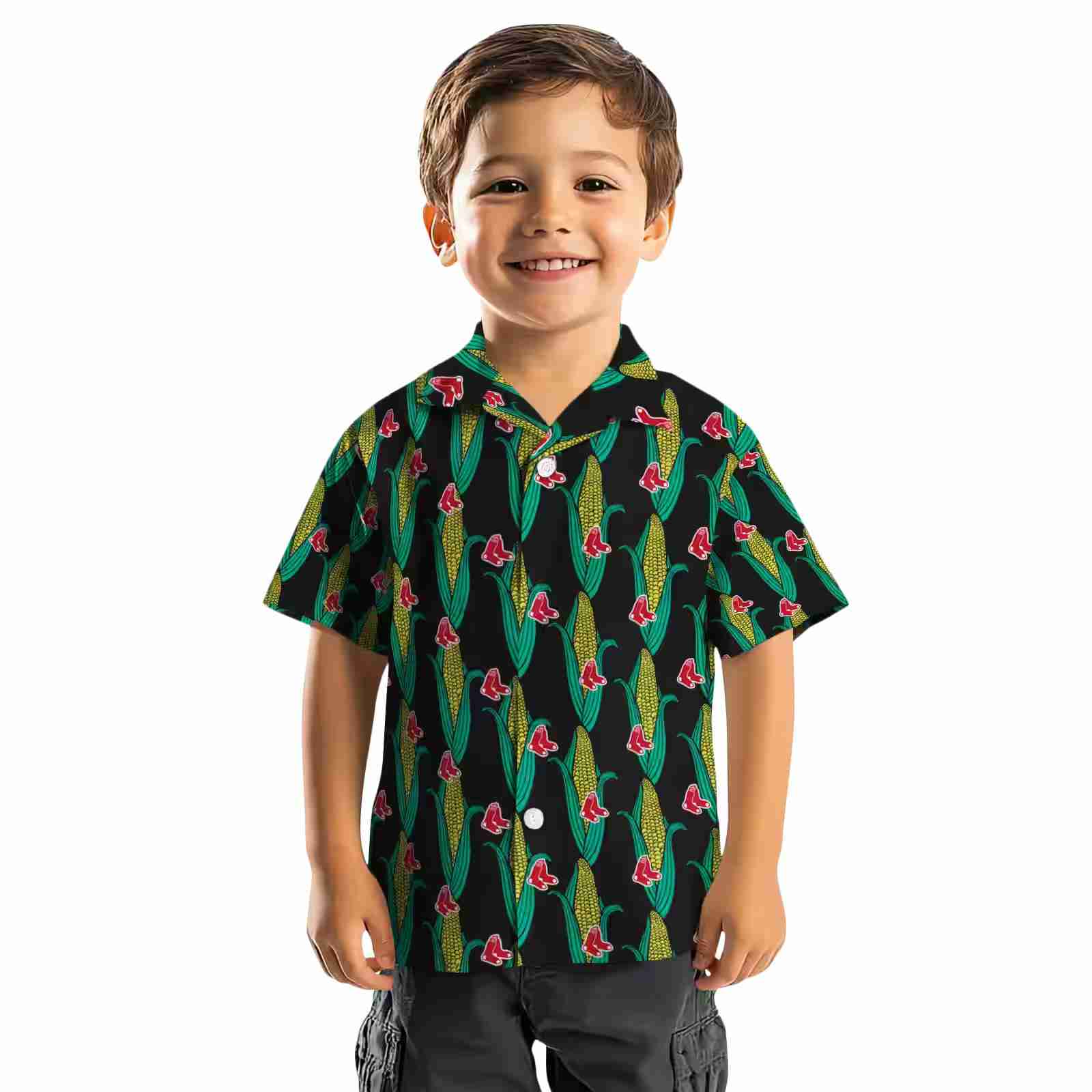 boston red sox corn motifs black green hawaiian shirt top rated