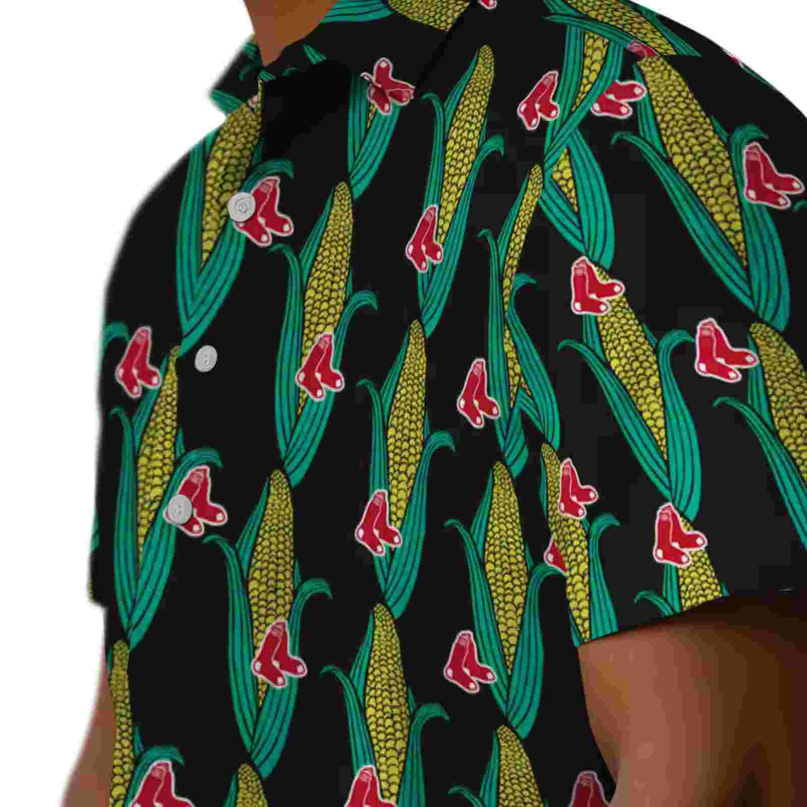 boston red sox corn motifs black green hawaiian shirt trendy