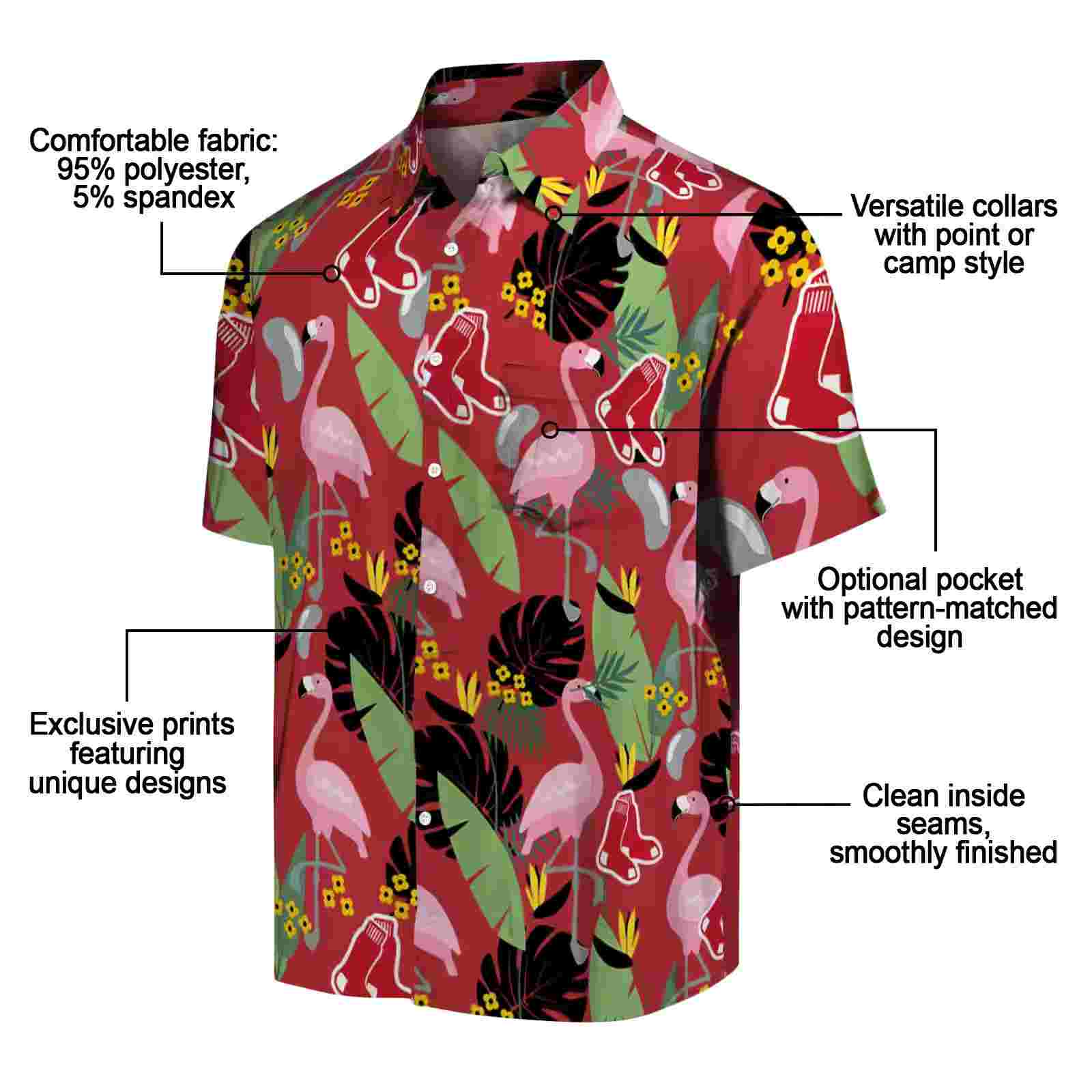 boston red sox flamingo leaves red hawaiian shirt new arrival