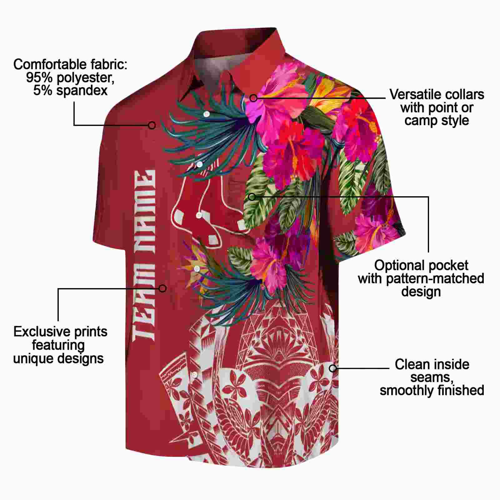 boston red sox floral polynesian red hawaiian shirt new arrival