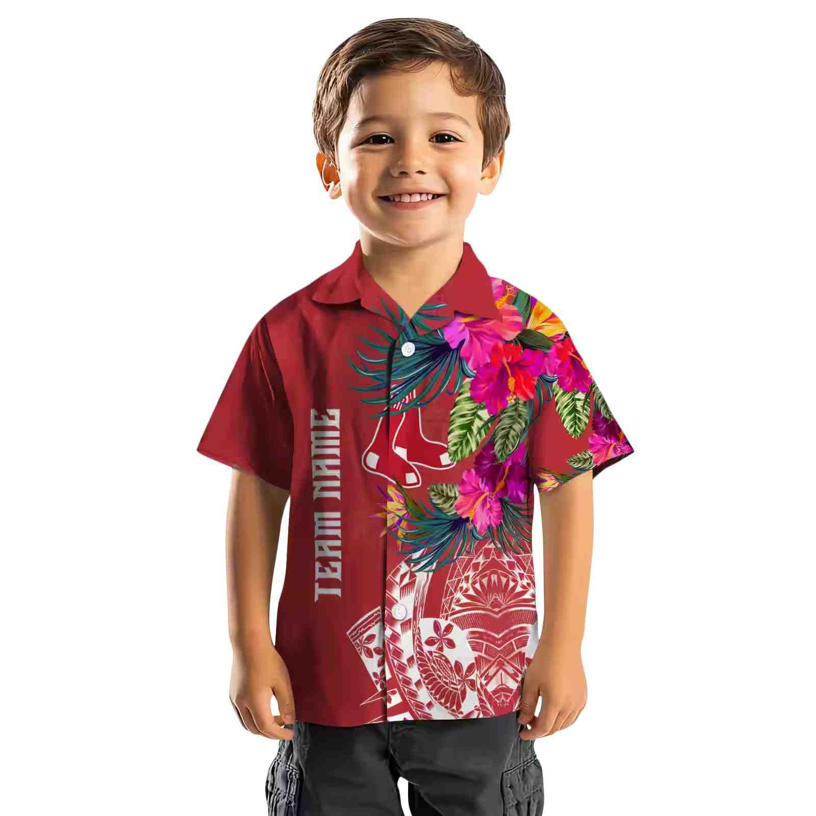 boston red sox floral polynesian red hawaiian shirt top rated