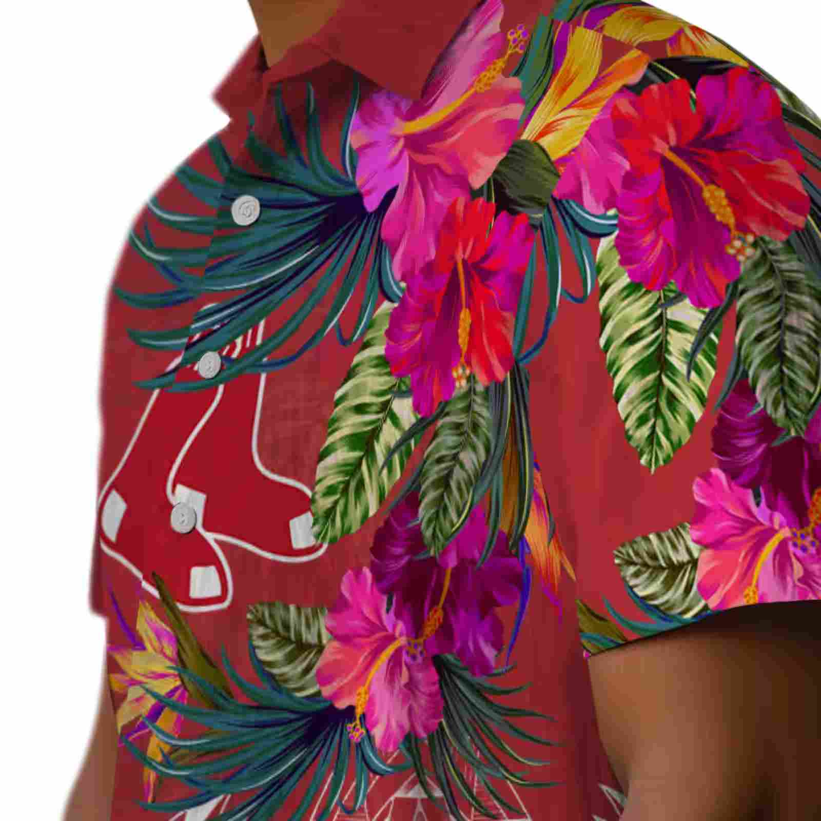 boston red sox floral polynesian red hawaiian shirt trendy