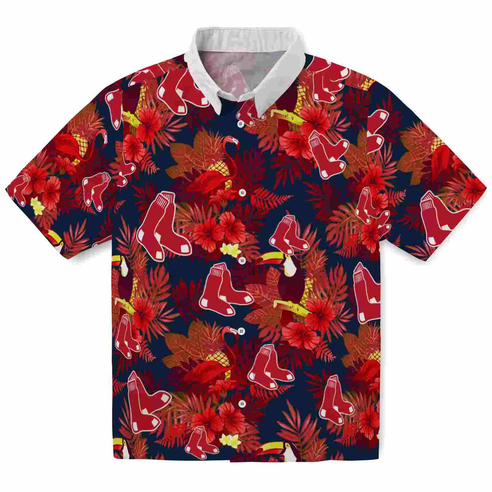 Boston Red Sox Floral Toucan Red Hawaiian Shirt