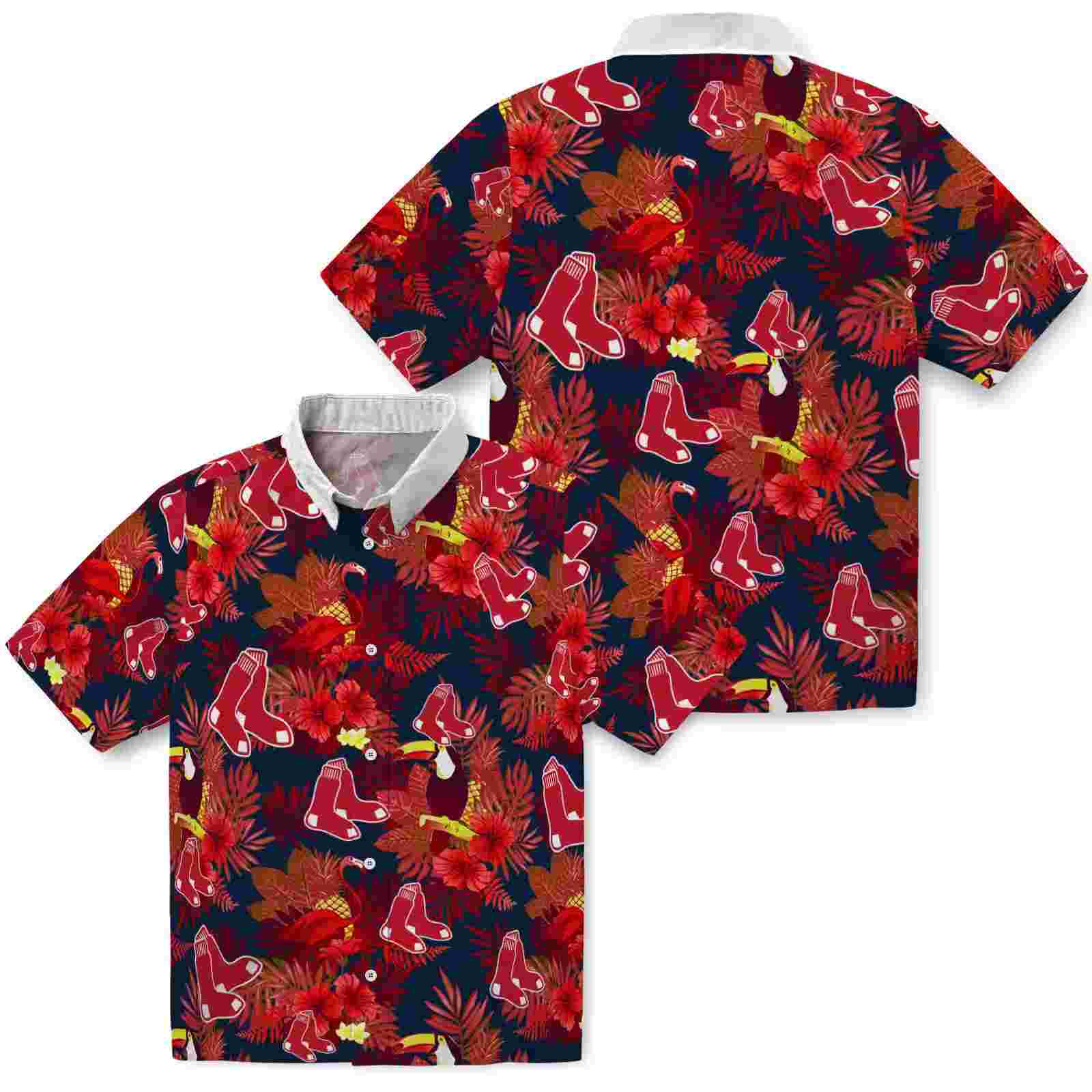 boston red sox floral toucan red hawaiian shirt high quality