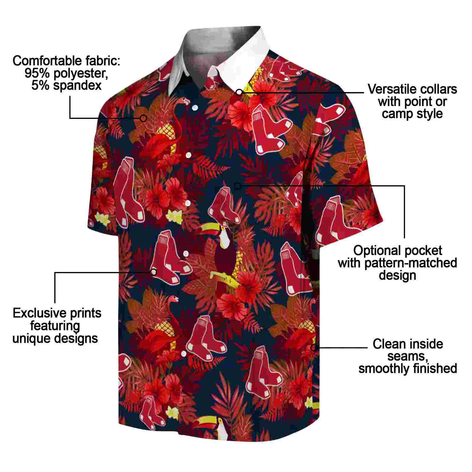 boston red sox floral toucan red hawaiian shirt new arrival