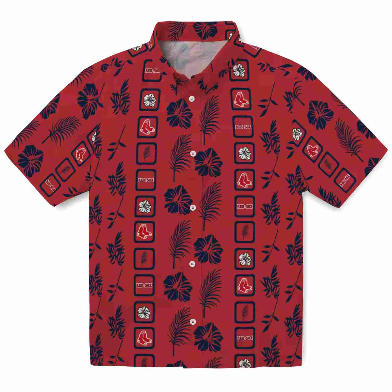 Boston Red Sox Framed Floral Red Hawaiian Shirt