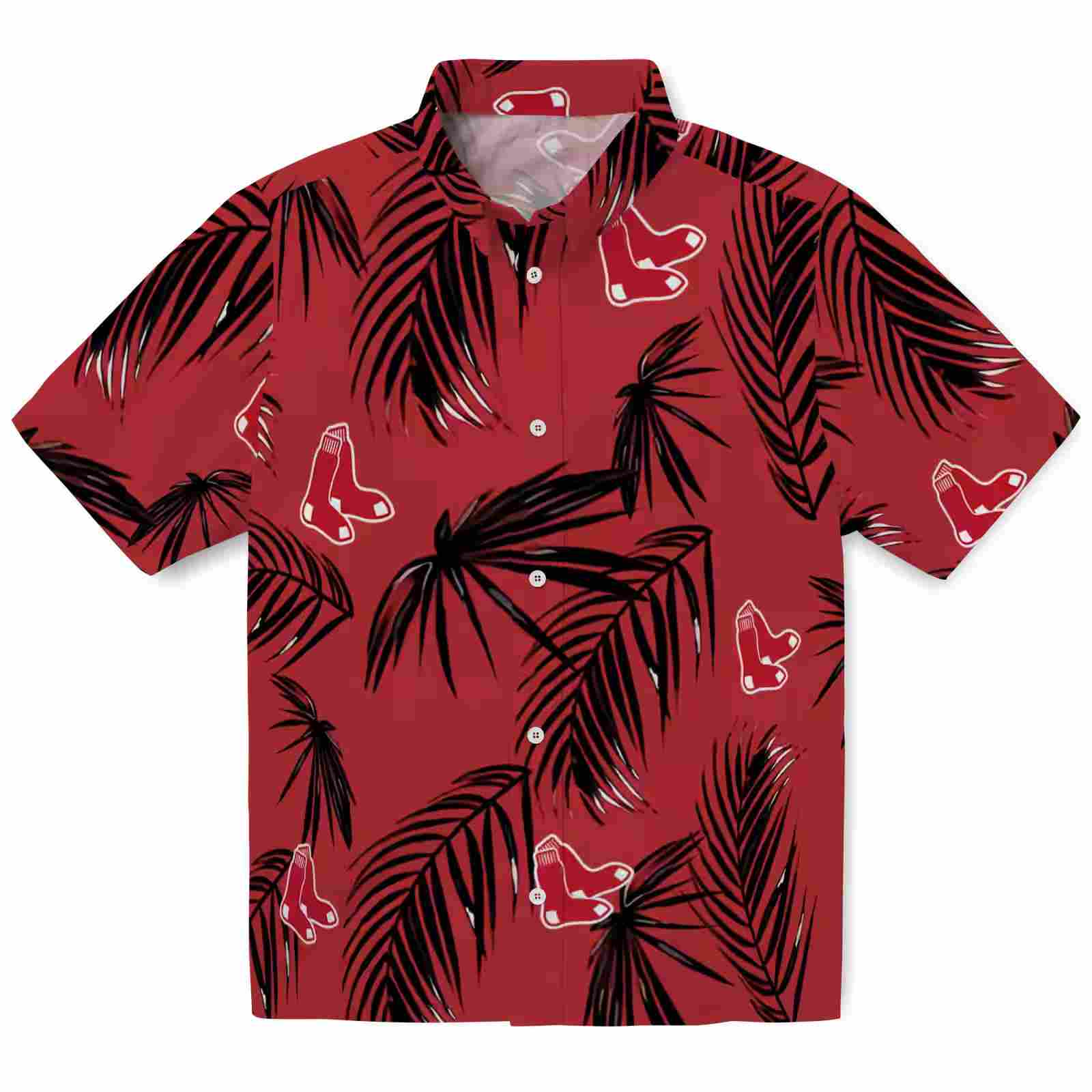 Boston Red Sox Palm Leaf Red Hawaiian Shirt