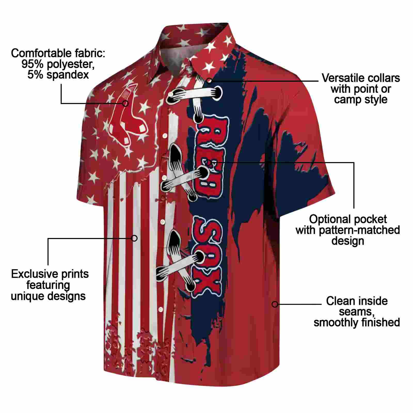 boston red sox stitched flag red hawaiian shirt new arrival