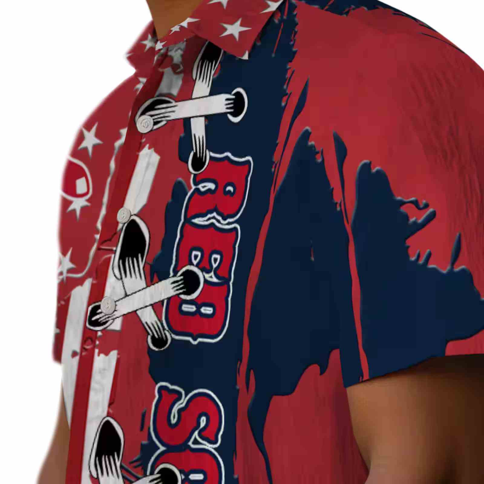 boston red sox stitched flag red hawaiian shirt trendy