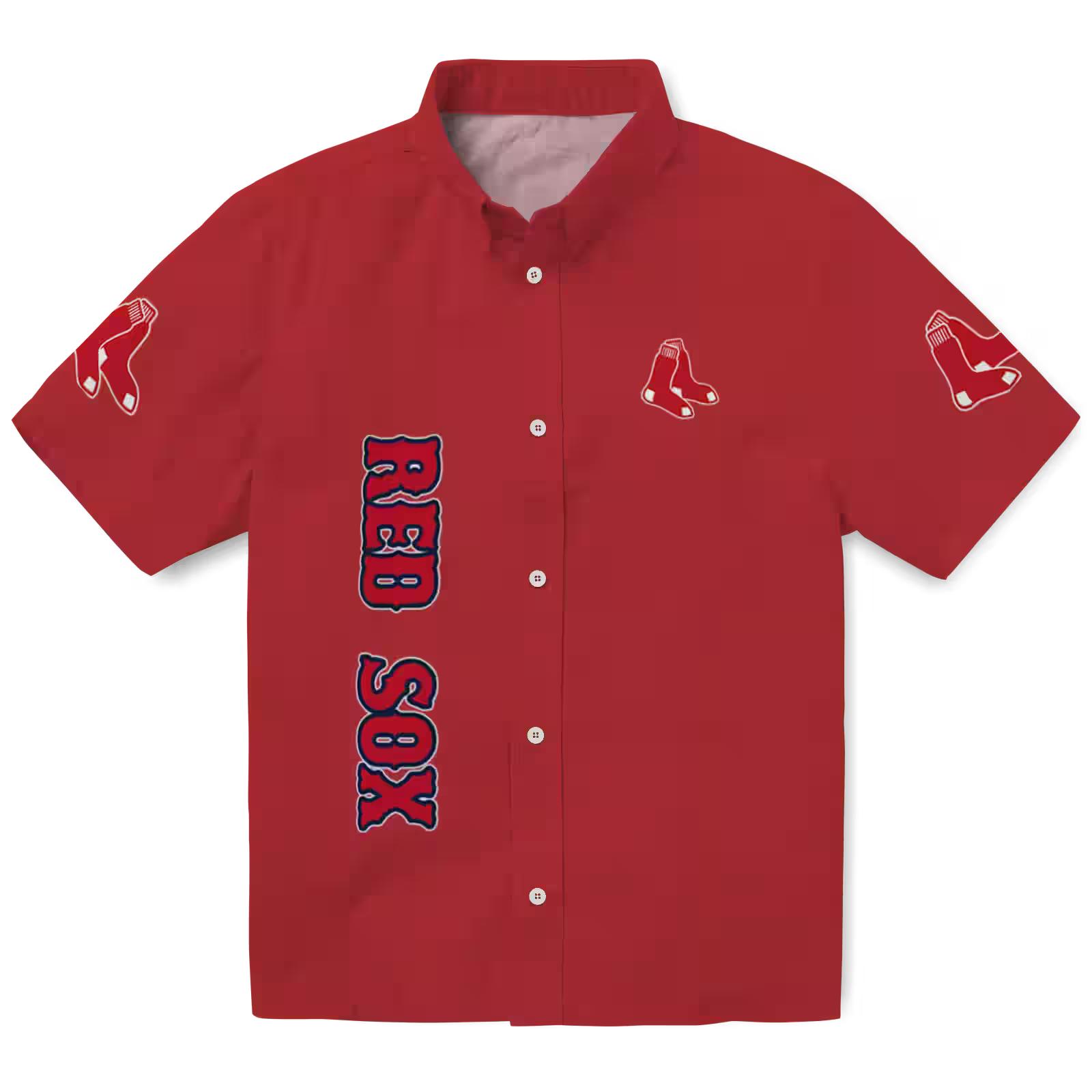 Boston Red Sox Stuart Minion Red Hawaiian Shirt