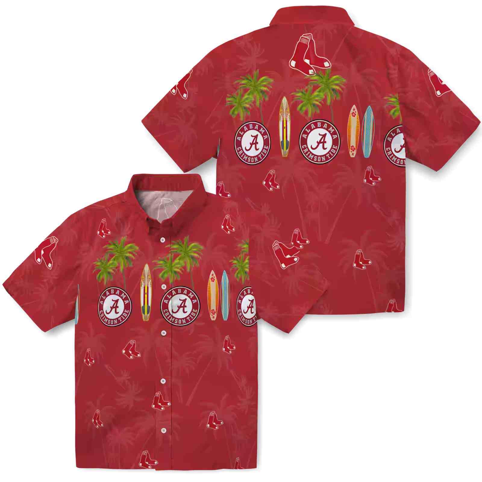 boston red sox surfboard palm red hawaiian shirt high quality