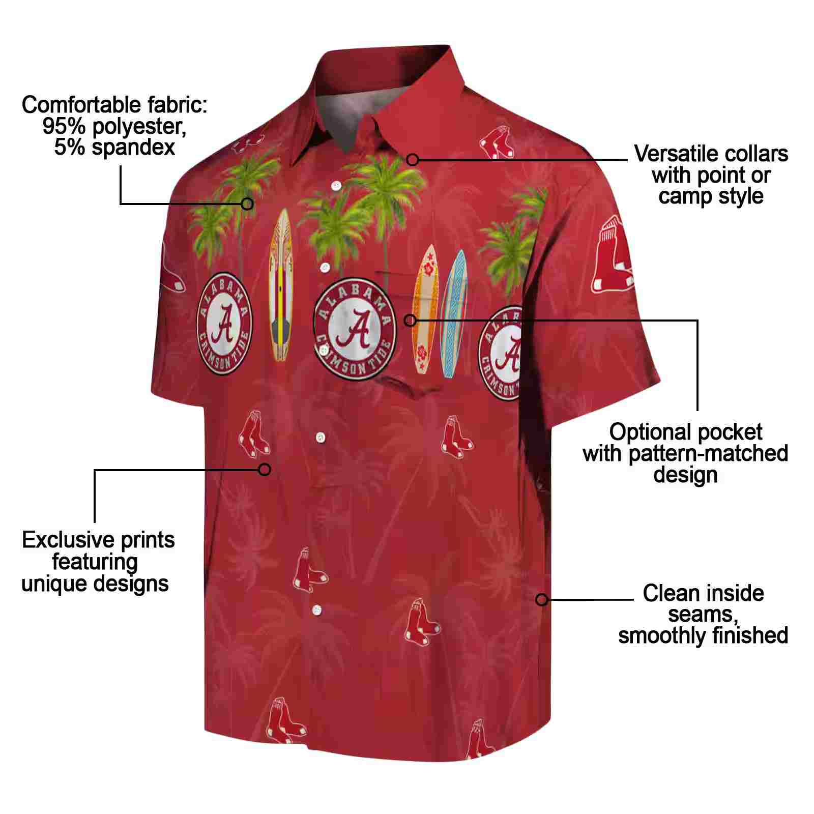 boston red sox surfboard palm red hawaiian shirt new arrival