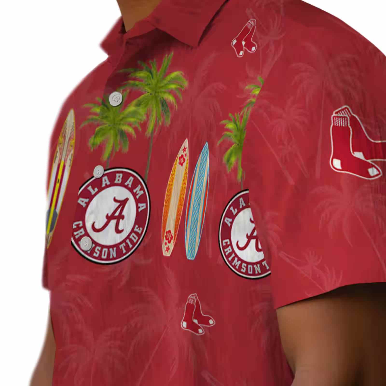 boston red sox surfboard palm red hawaiian shirt trendy