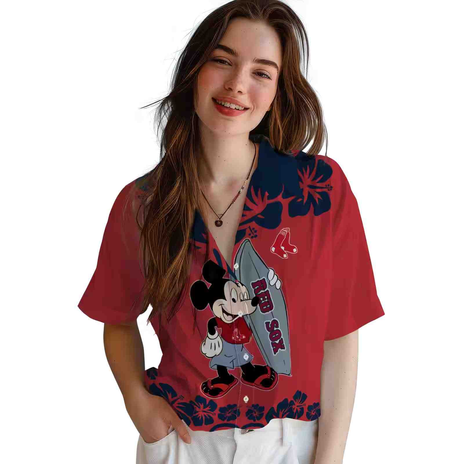 boston red sox surfing mickey red hawaiian shirt latest model