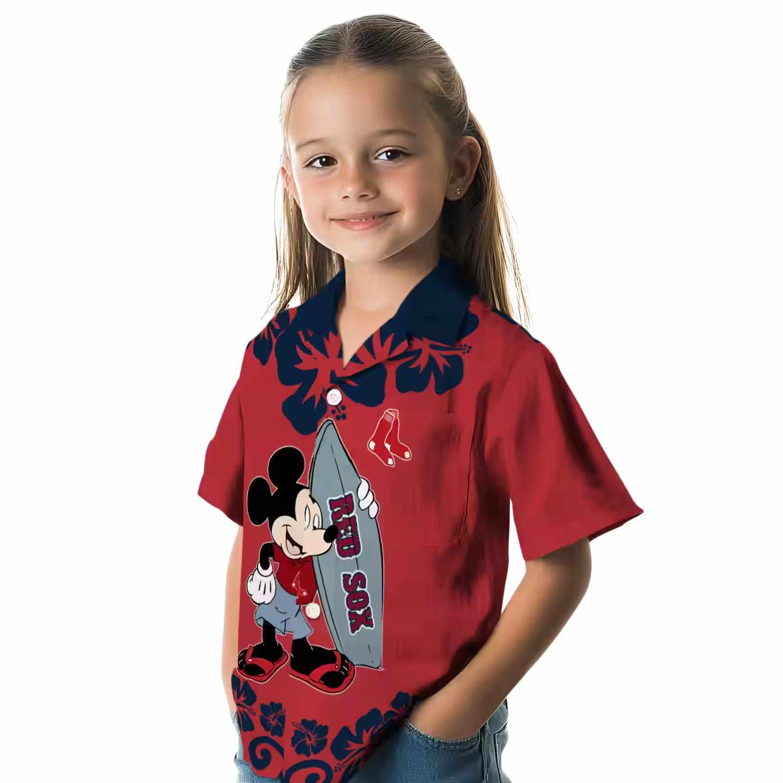 boston red sox surfing mickey red hawaiian shirt premium grade