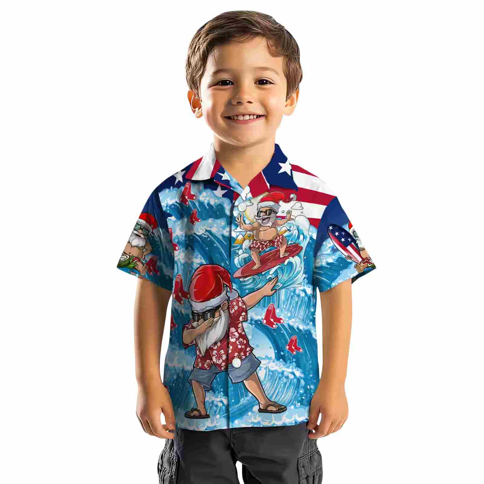 boston red sox surfing santa blue hawaiian shirt top rated