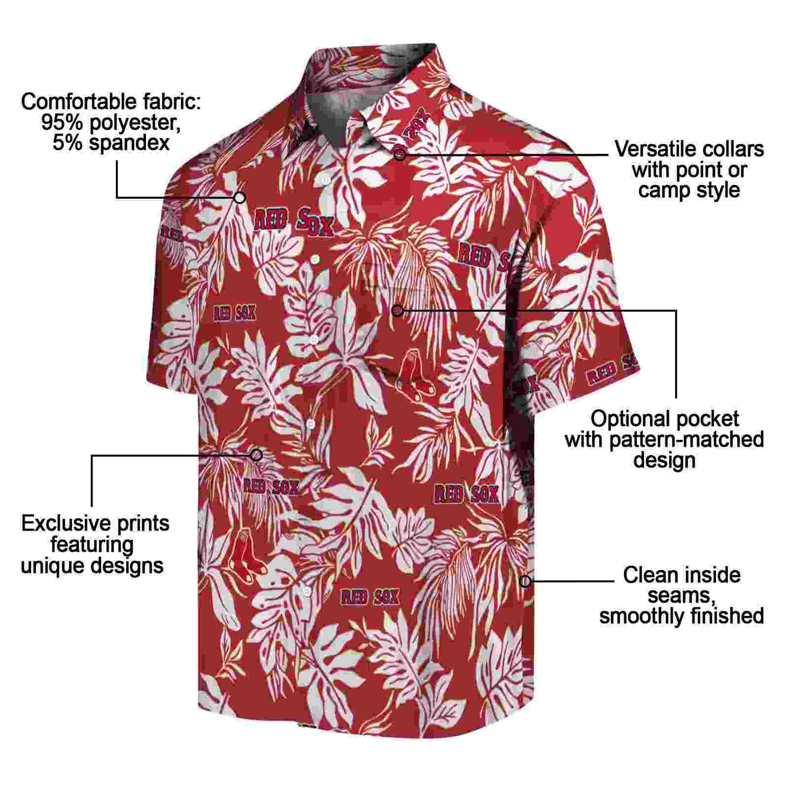 boston red sox tropical leaf red white hawaiian shirt new arrival