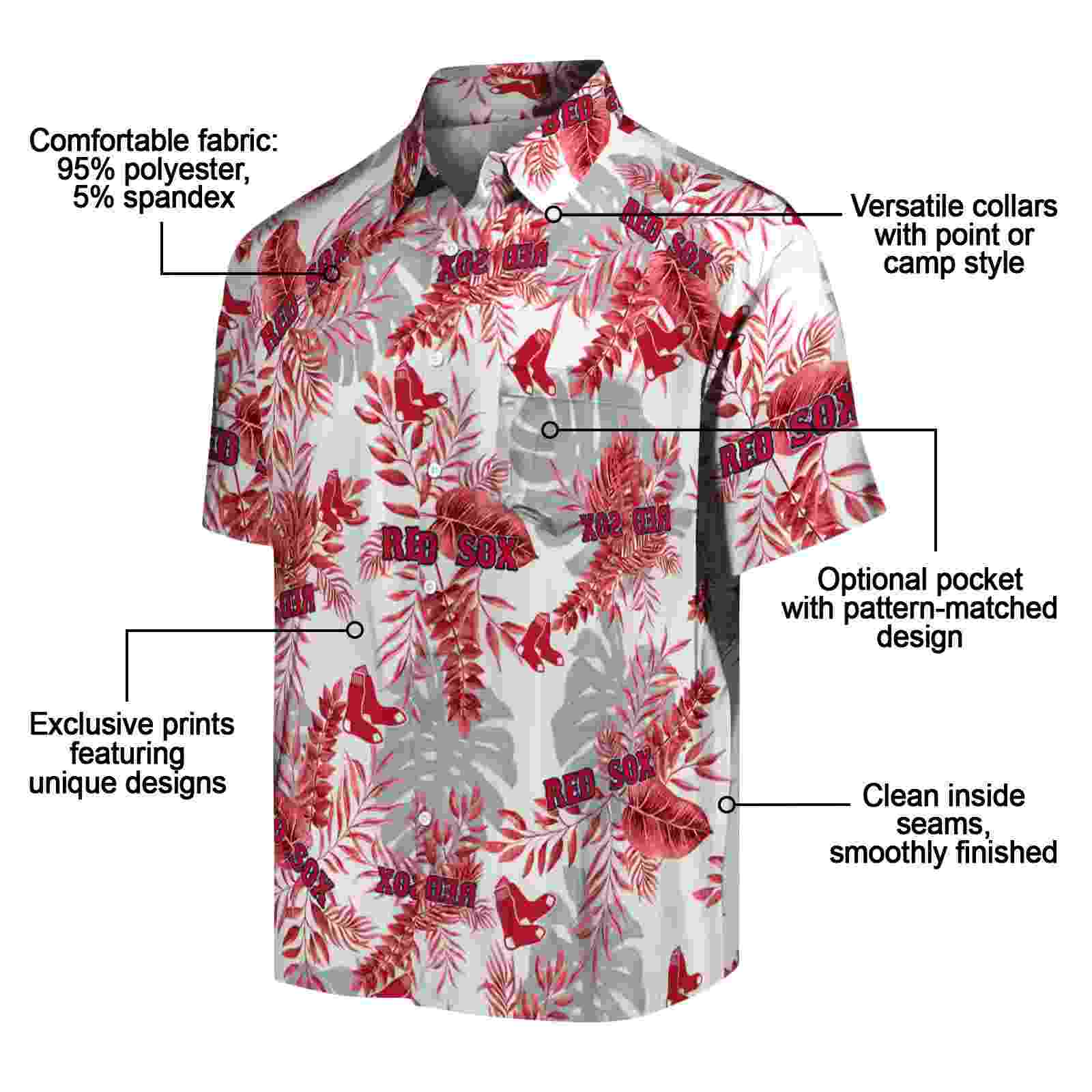 boston red sox tropical leaves red white hawaiian shirt new arrival