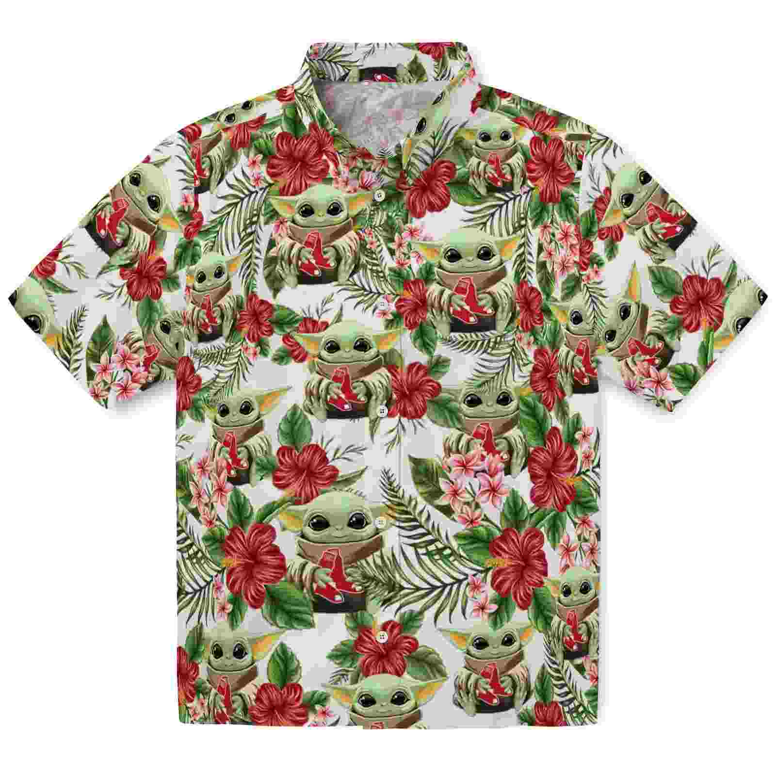 Boston Red Sox Tropical Yoda Green Hawaiian Shirt