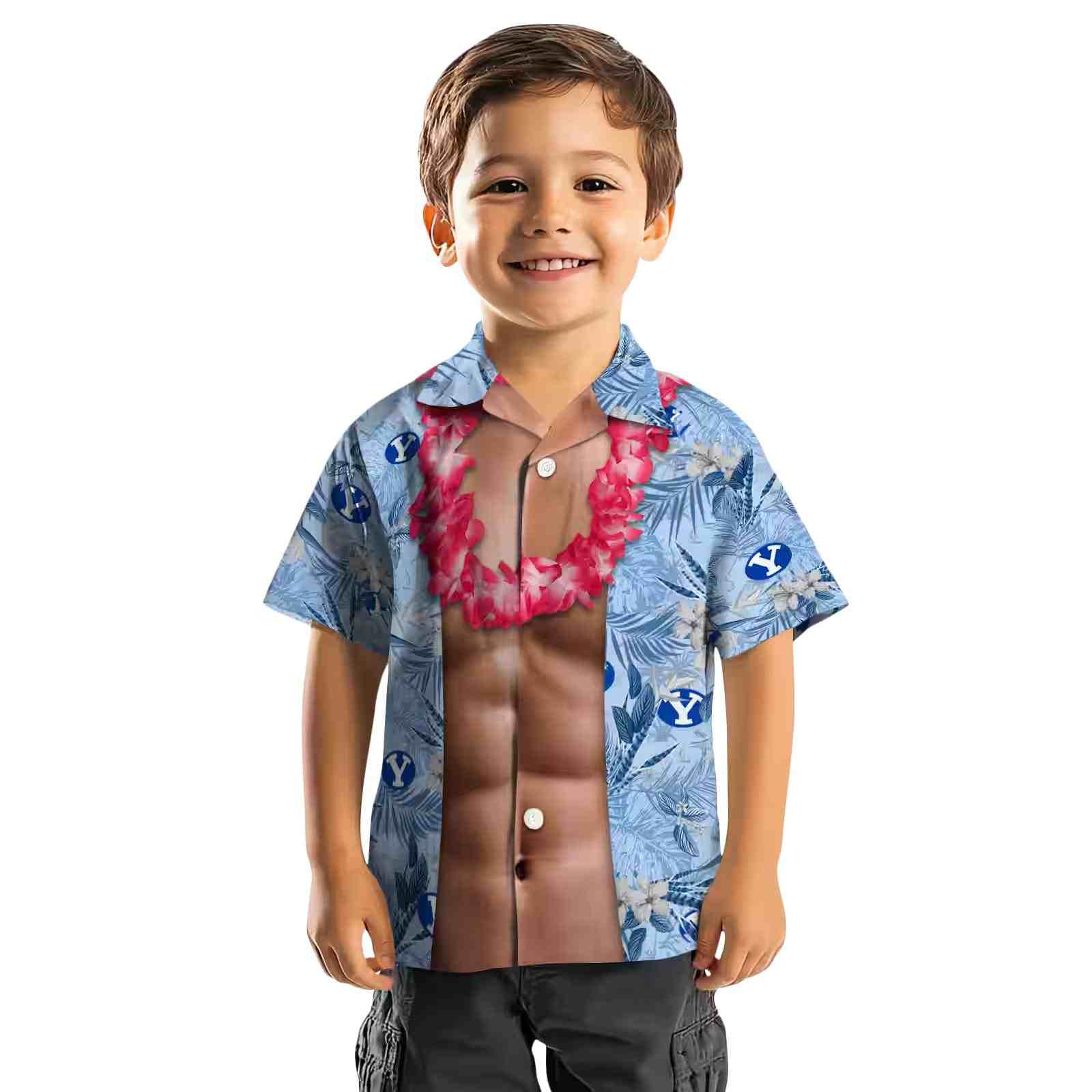 byu cougars chest illusion blue hawaiian shirt top rated