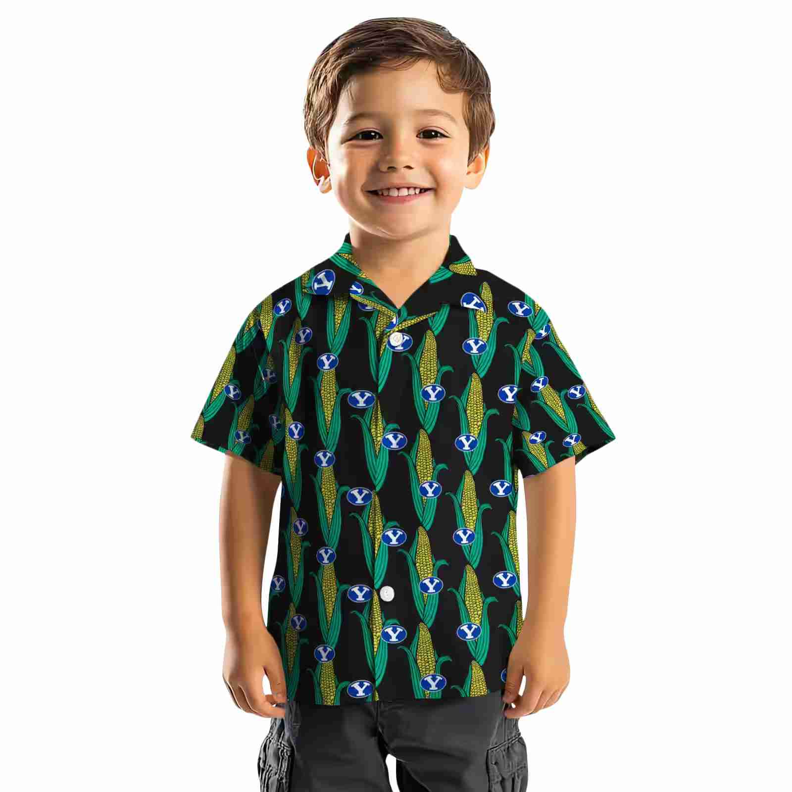 byu cougars corn motifs black green hawaiian shirt top rated