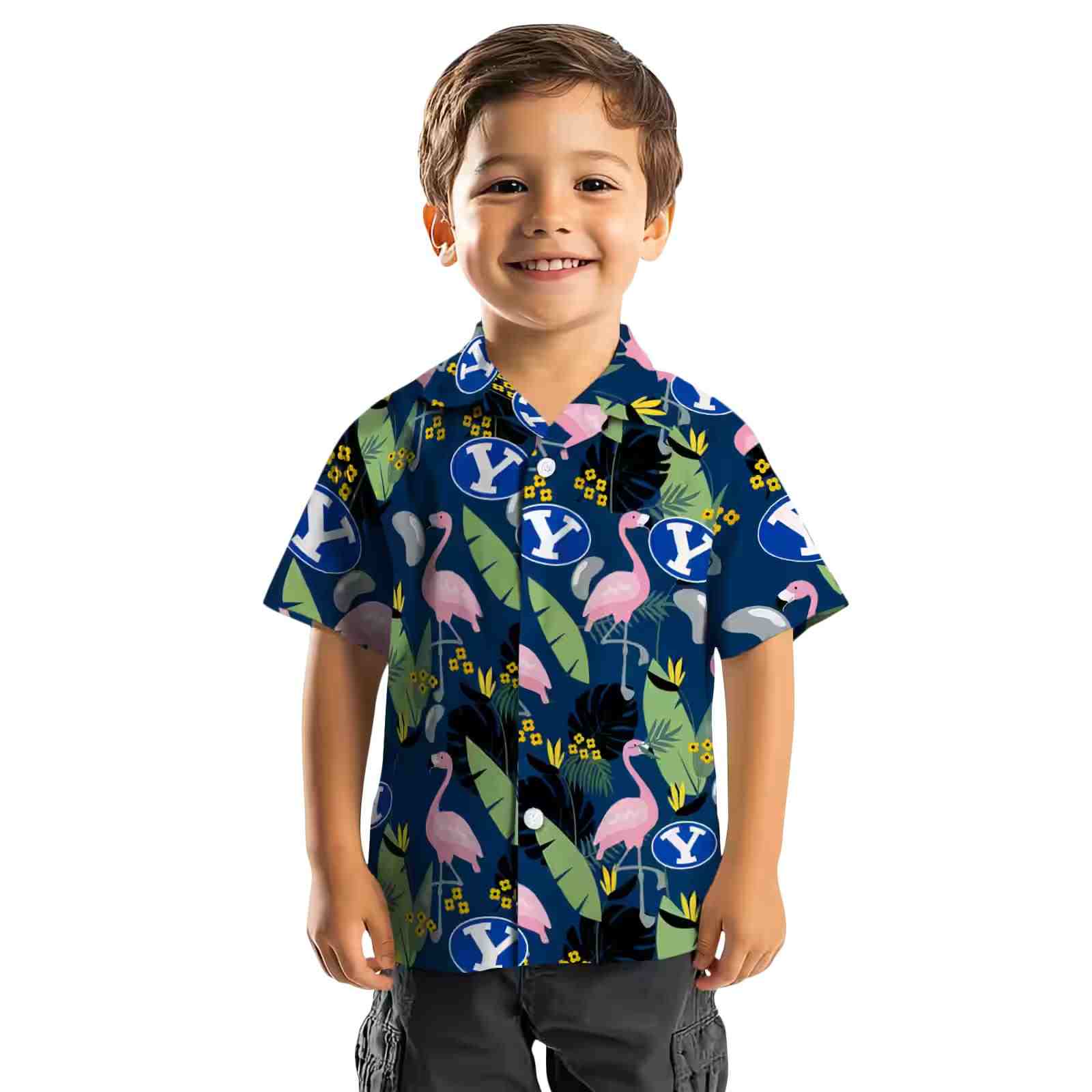 byu cougars flamingo leaves blue hawaiian shirt top rated