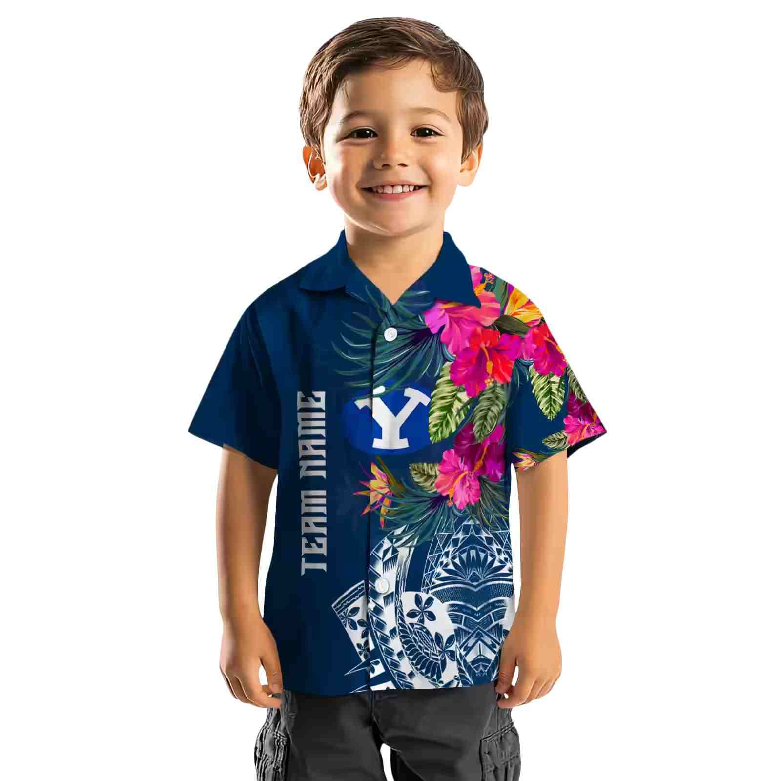 byu cougars floral polynesian blue hawaiian shirt top rated