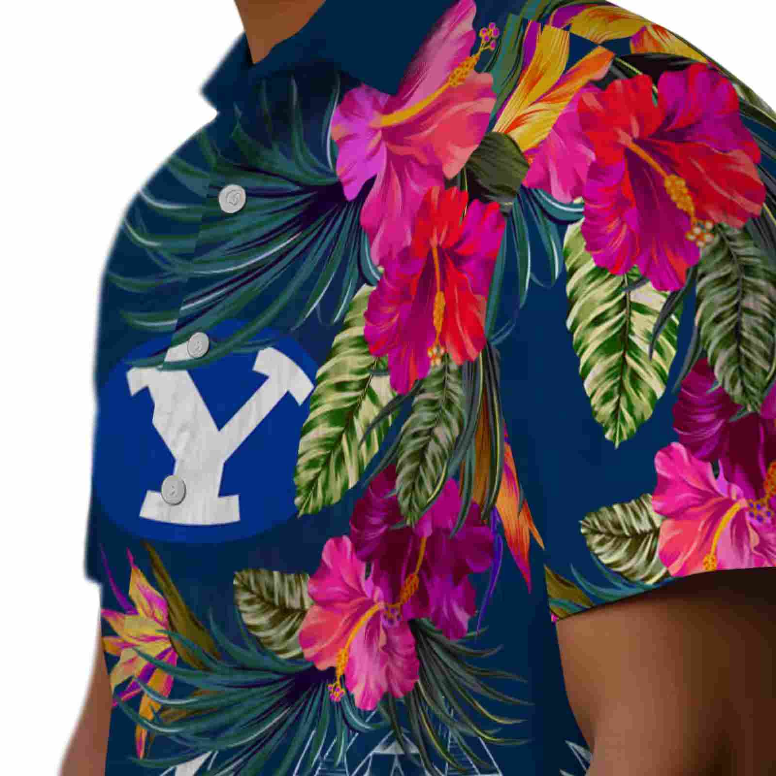 byu cougars floral polynesian blue hawaiian shirt trendy