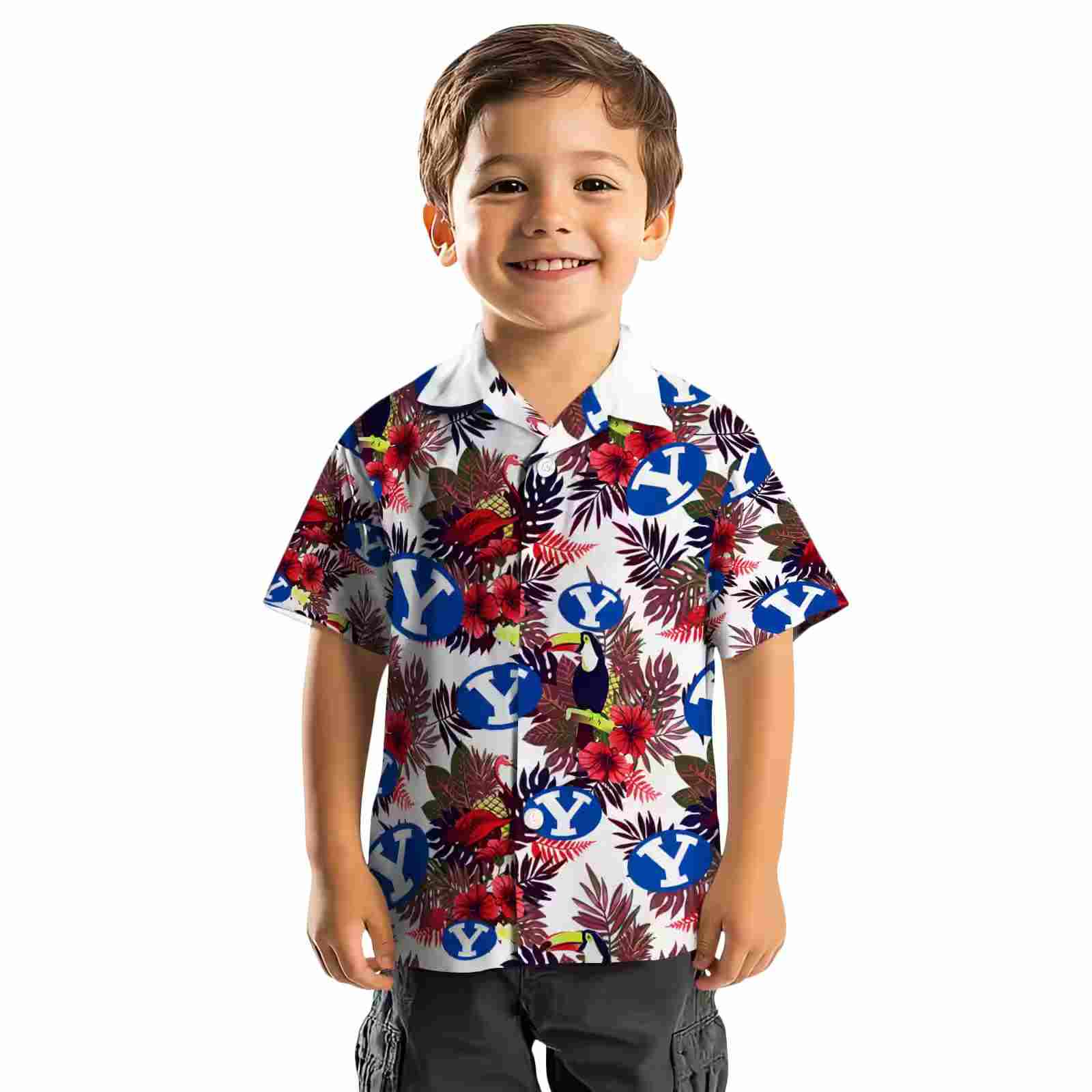 byu cougars floral toucan blue red hawaiian shirt top rated