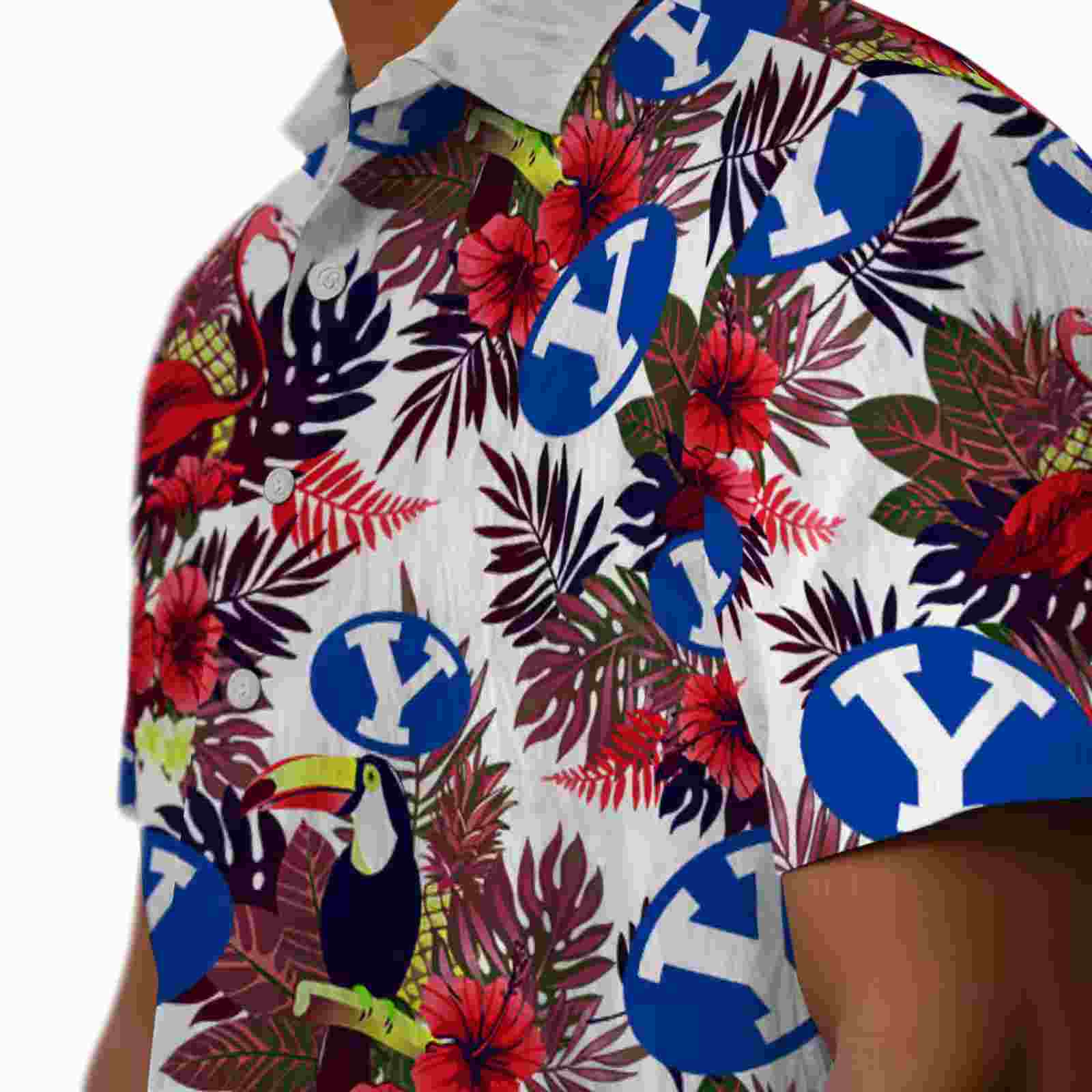 byu cougars floral toucan blue red hawaiian shirt trendy