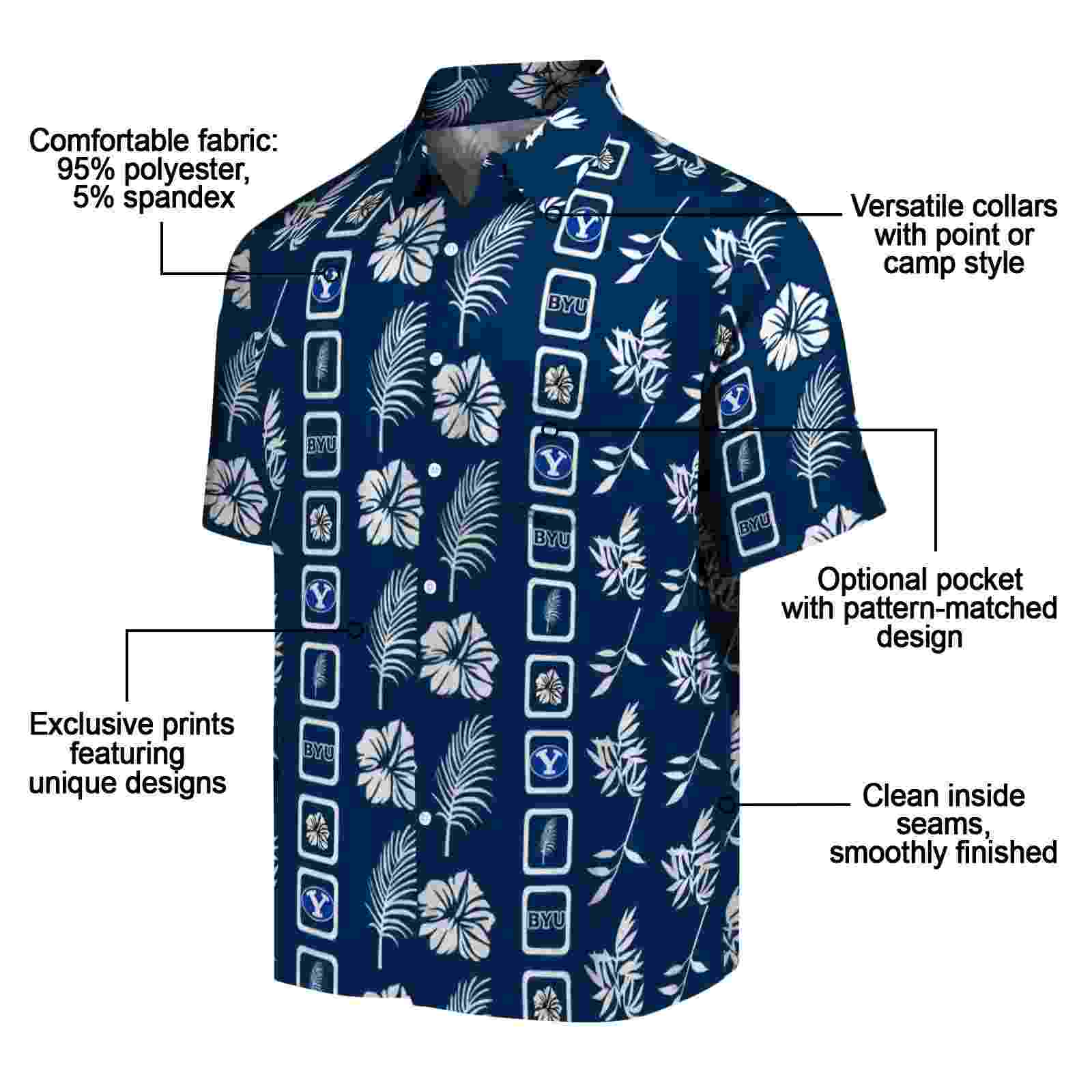 byu cougars framed floral blue hawaiian shirt new arrival