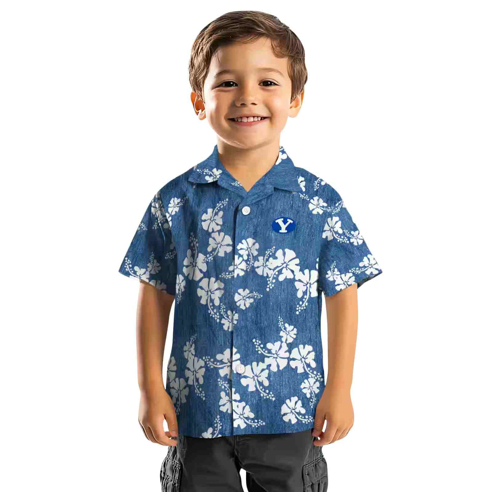 byu cougars hibiscus clusters blue hawaiian shirt top rated