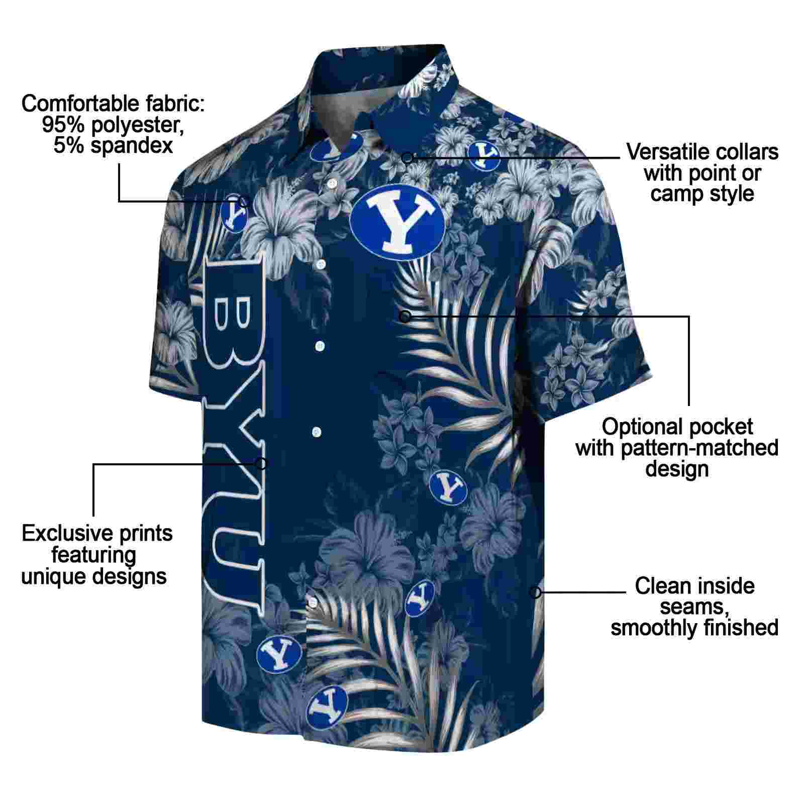 byu cougars hibiscus print blue hawaiian shirt new arrival