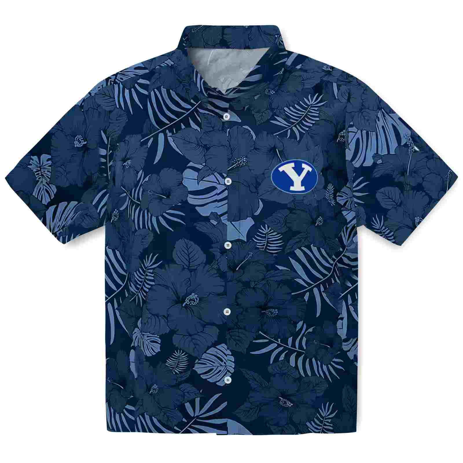 BYU Cougars Jungle Vibes Blue Hawaiian Shirt