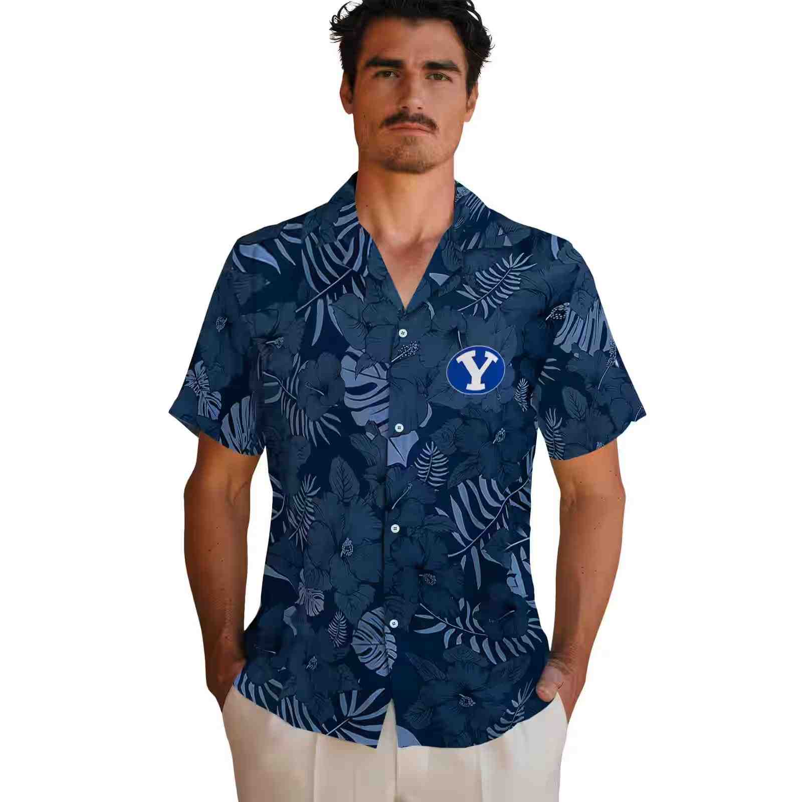 byu cougars jungle vibes blue hawaiian shirt fashion forward