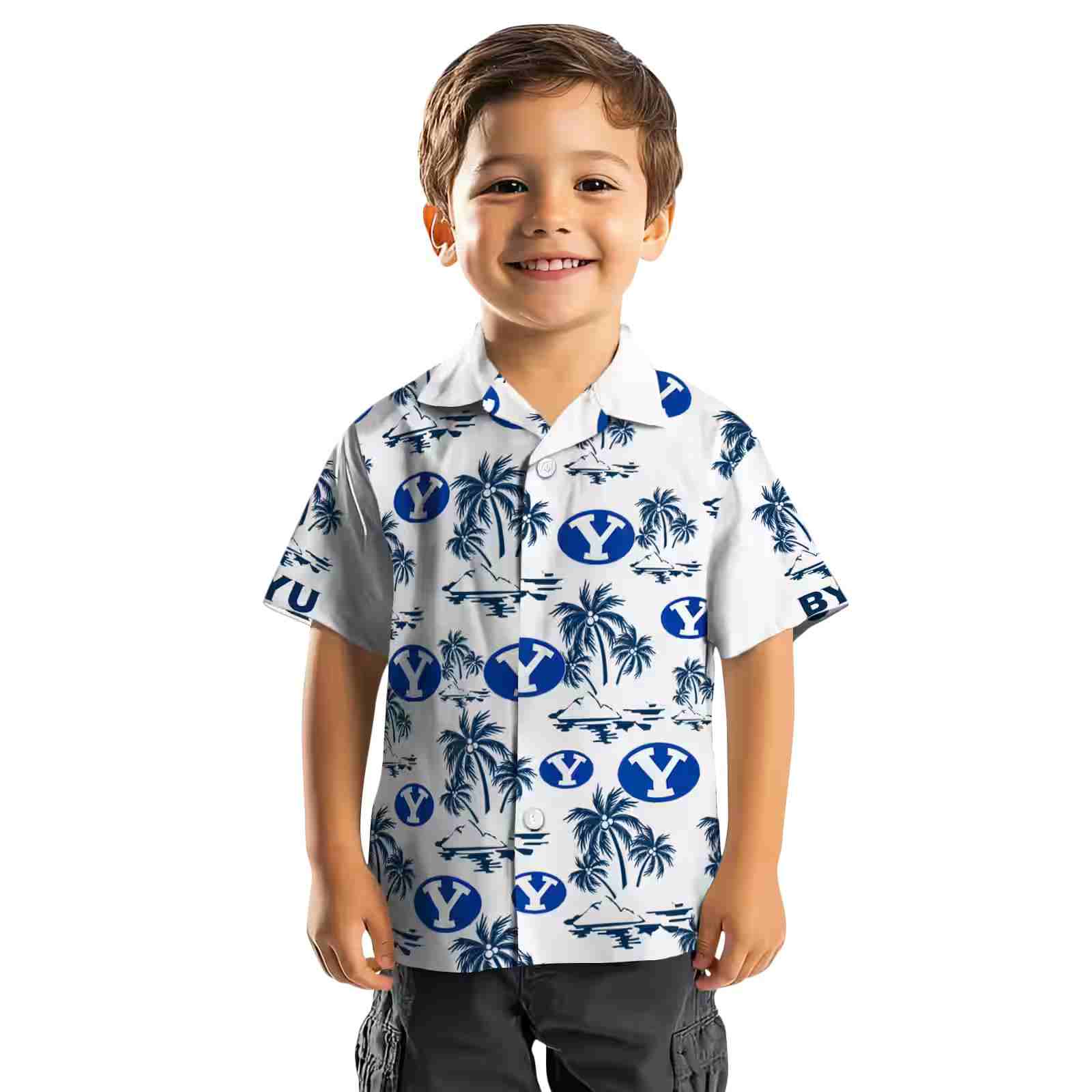 byu cougars palm island print blue white hawaiian shirt top rated