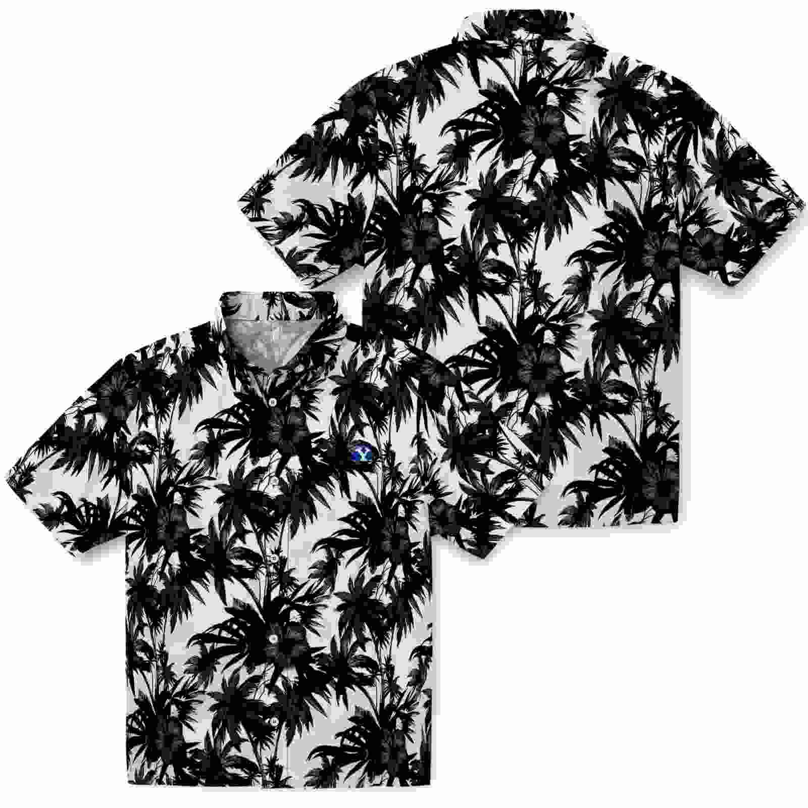 byu cougars palm motifs black white hawaiian shirt high quality