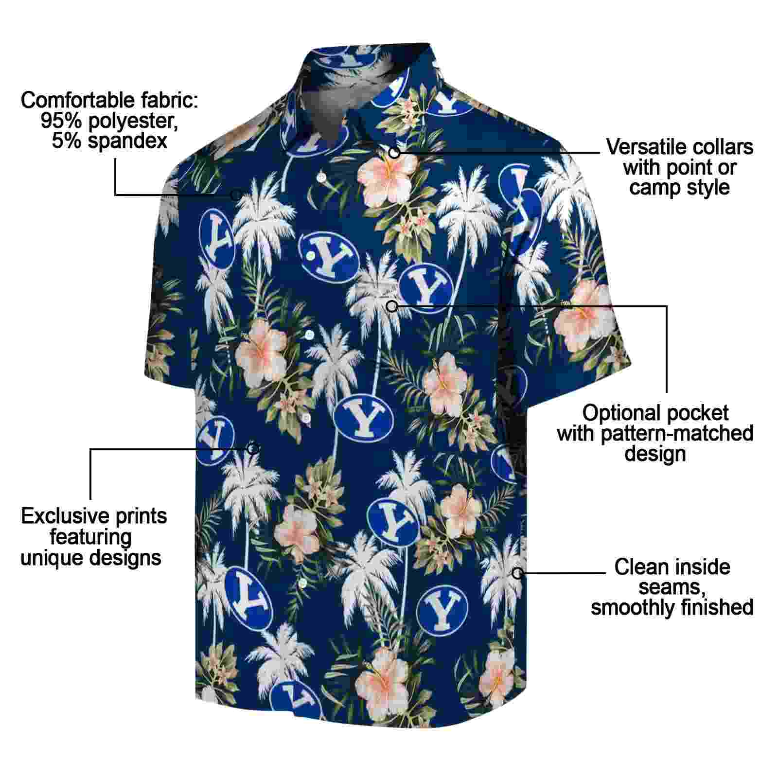 byu cougars palm tree flower blue hawaiian shirt new arrival