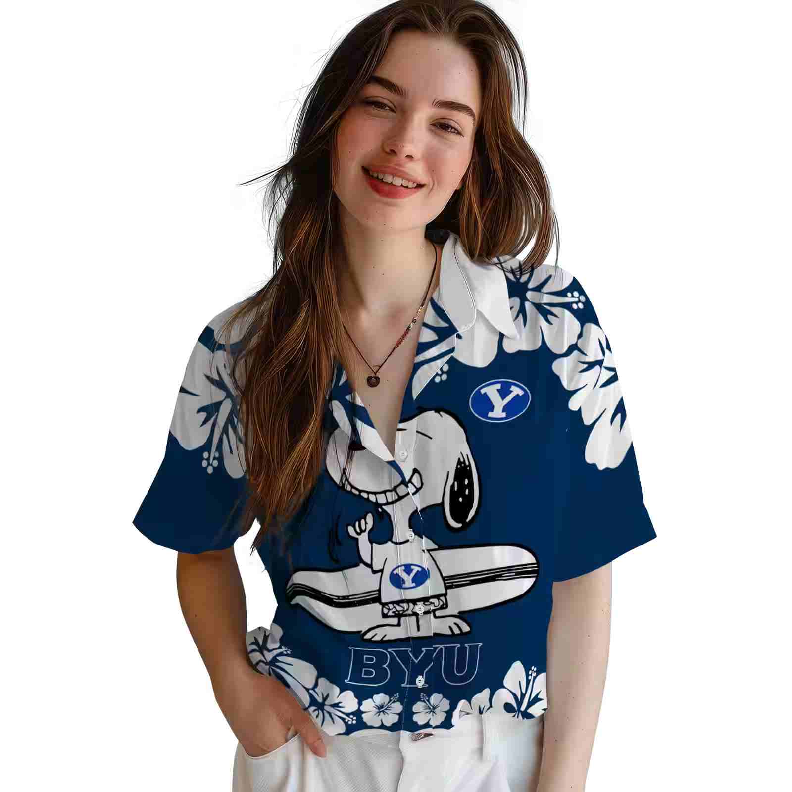 byu cougars snoopy surf blue white hawaiian shirt latest model