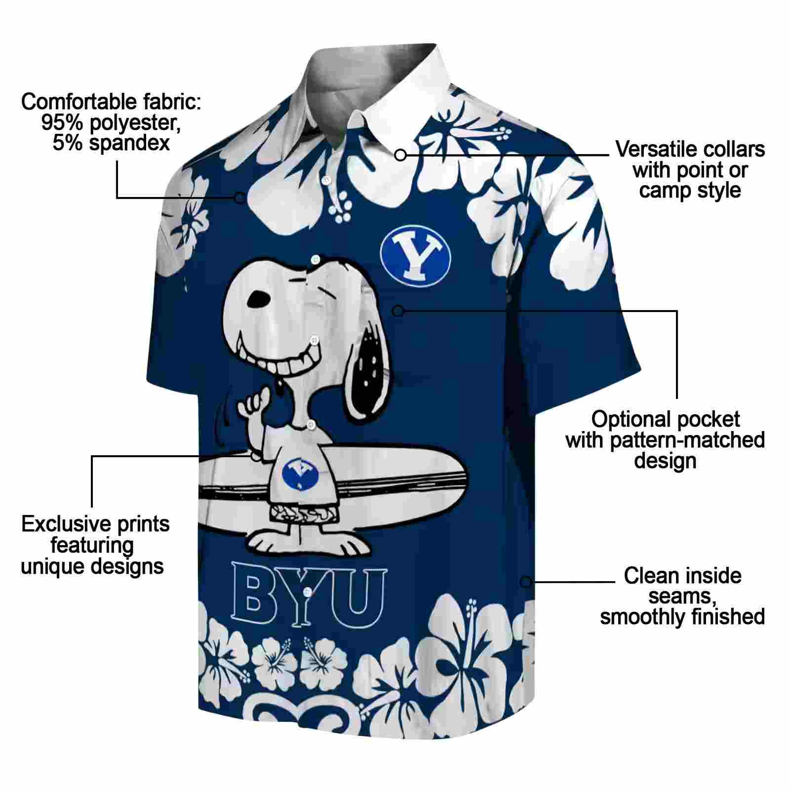 byu cougars snoopy surf blue white hawaiian shirt new arrival