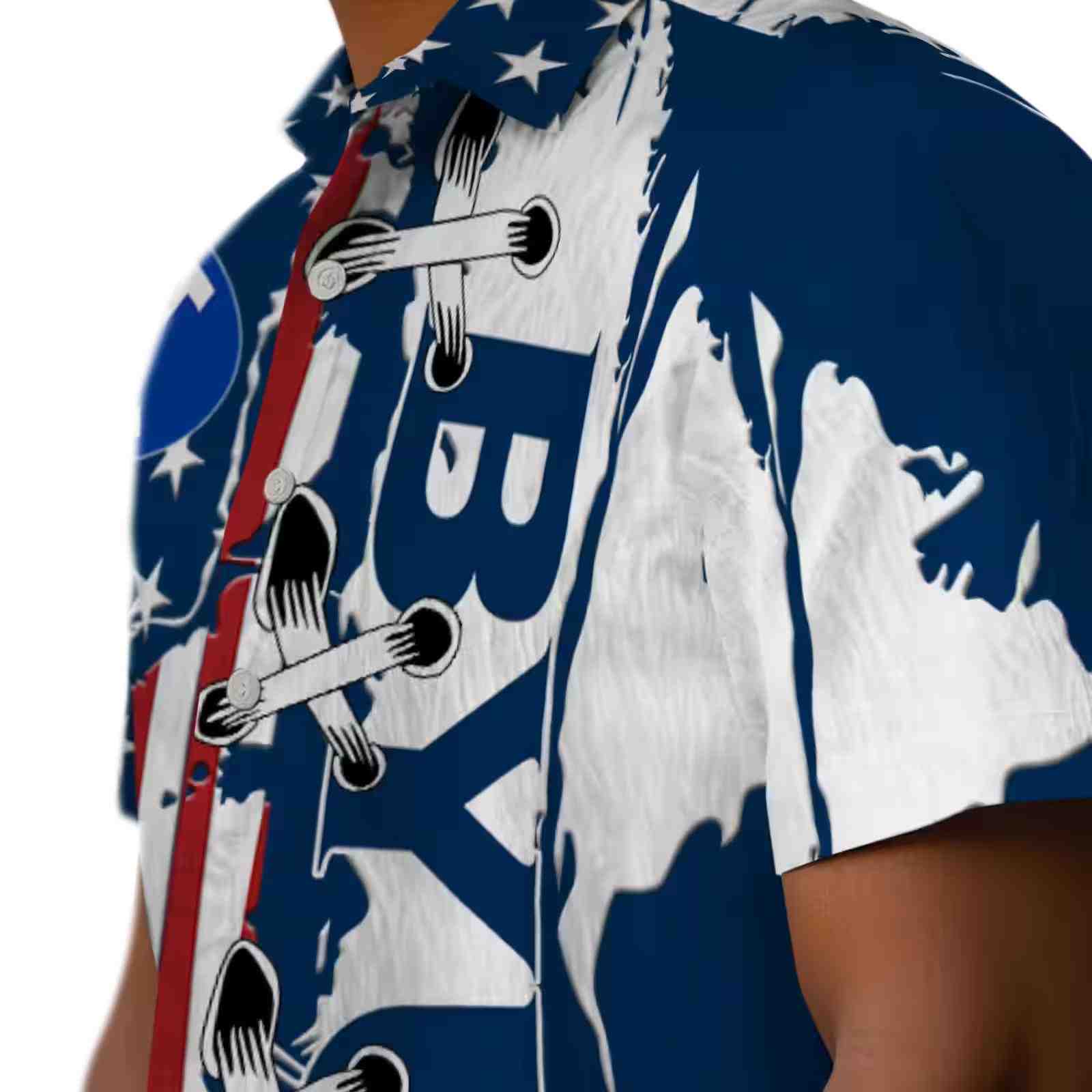 byu cougars stitched flag blue hawaiian shirt trendy