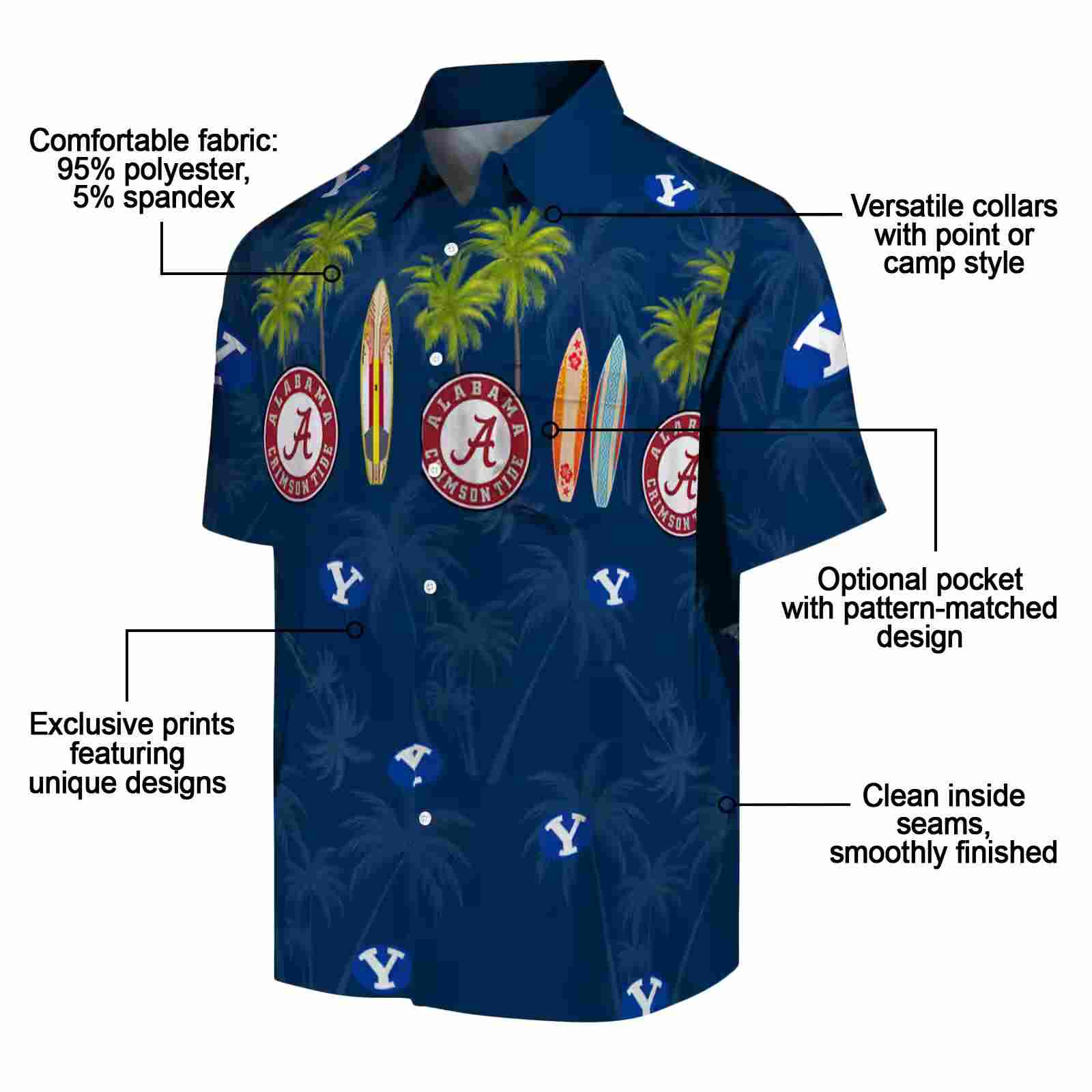 byu cougars surfboard palm blue hawaiian shirt new arrival