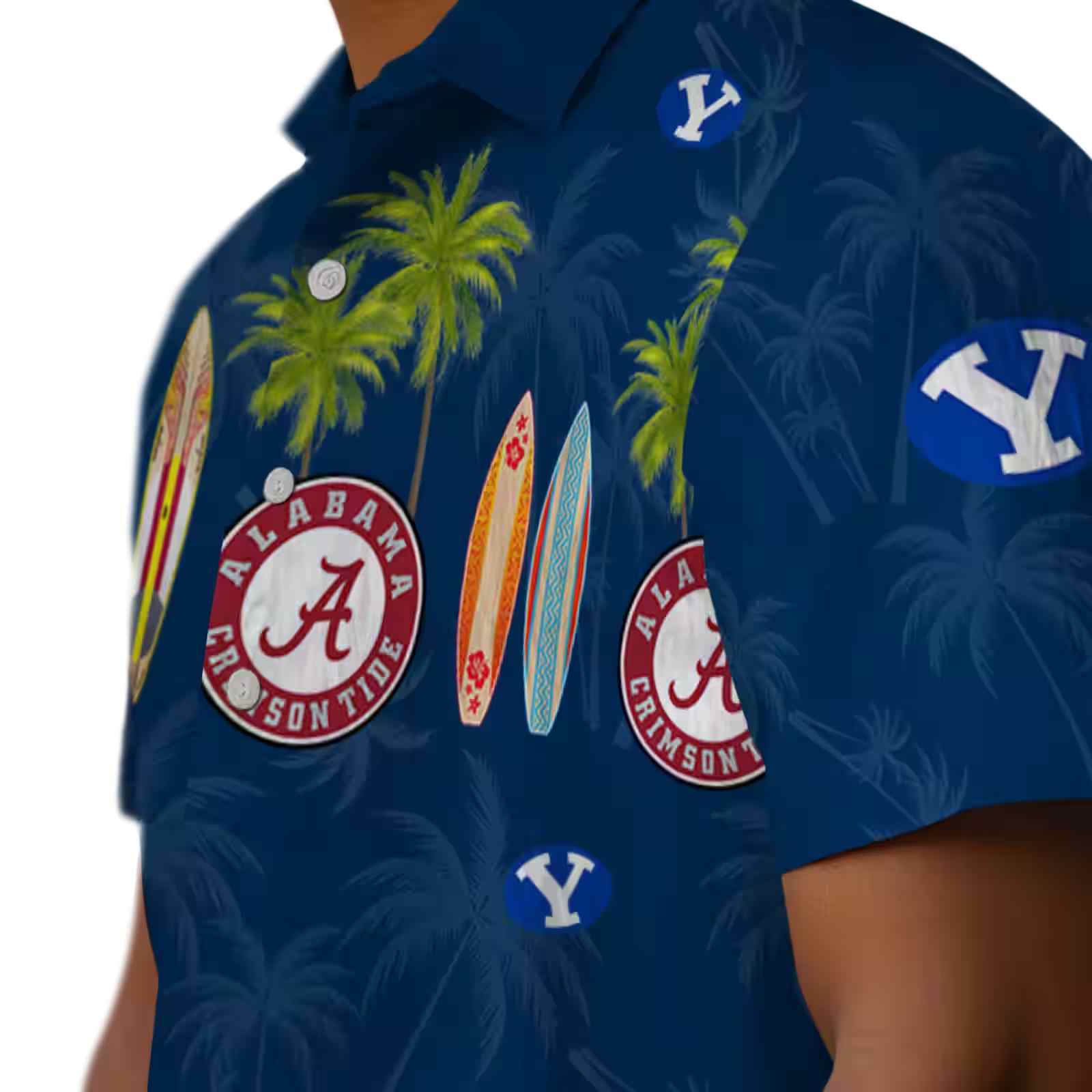 byu cougars surfboard palm blue hawaiian shirt trendy