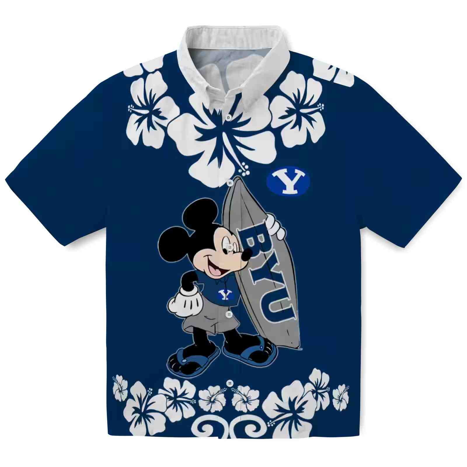 BYU Cougars Surfing Mickey Blue Hawaiian Shirt