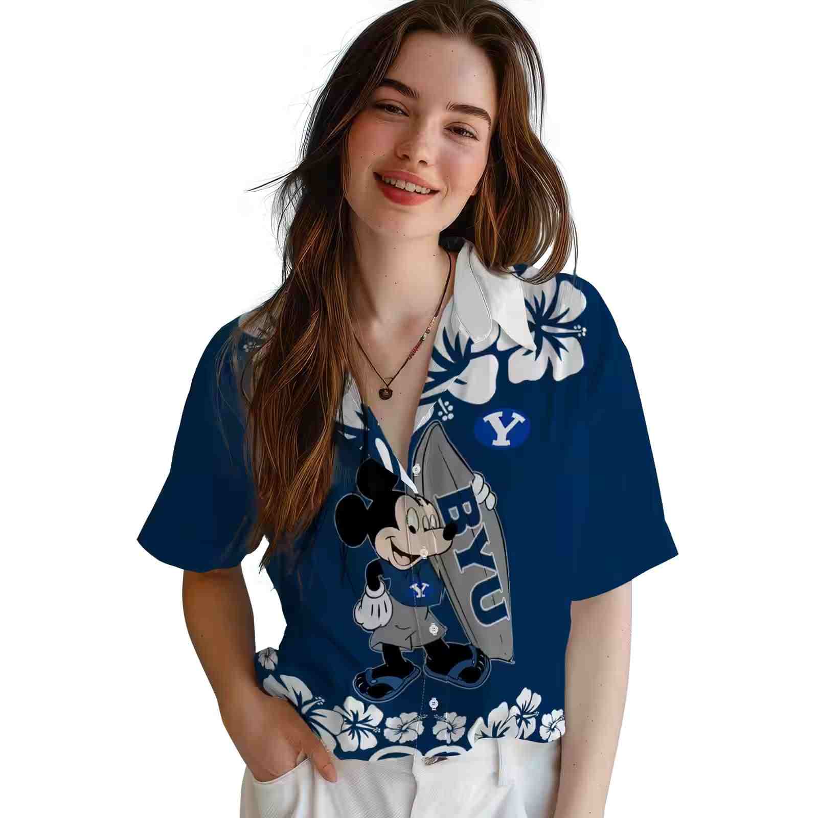 byu cougars surfing mickey blue hawaiian shirt latest model