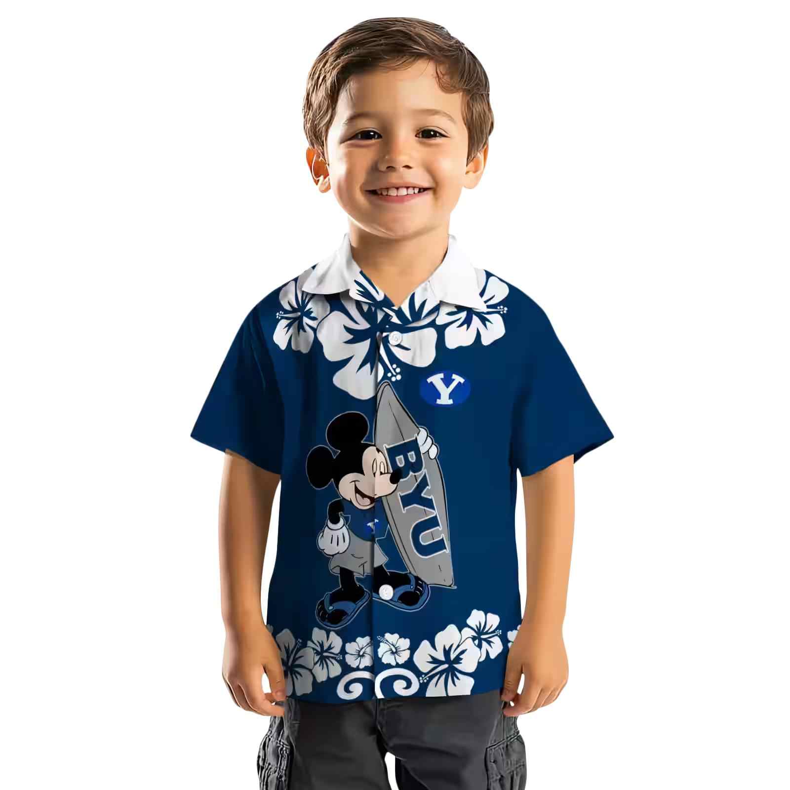 byu cougars surfing mickey blue hawaiian shirt top rated