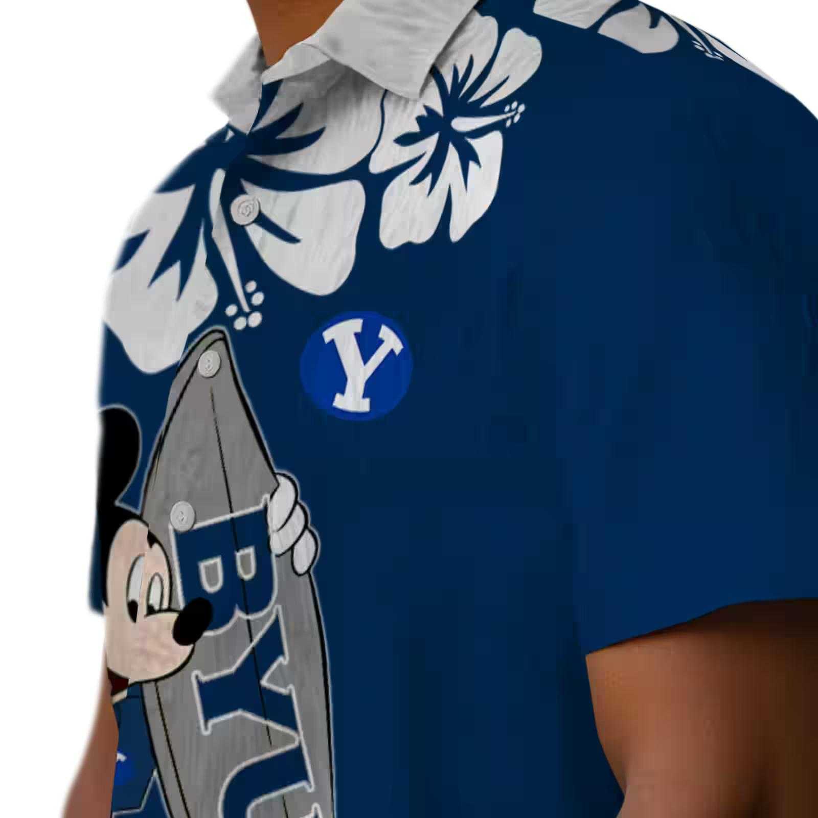 byu cougars surfing mickey blue hawaiian shirt trendy