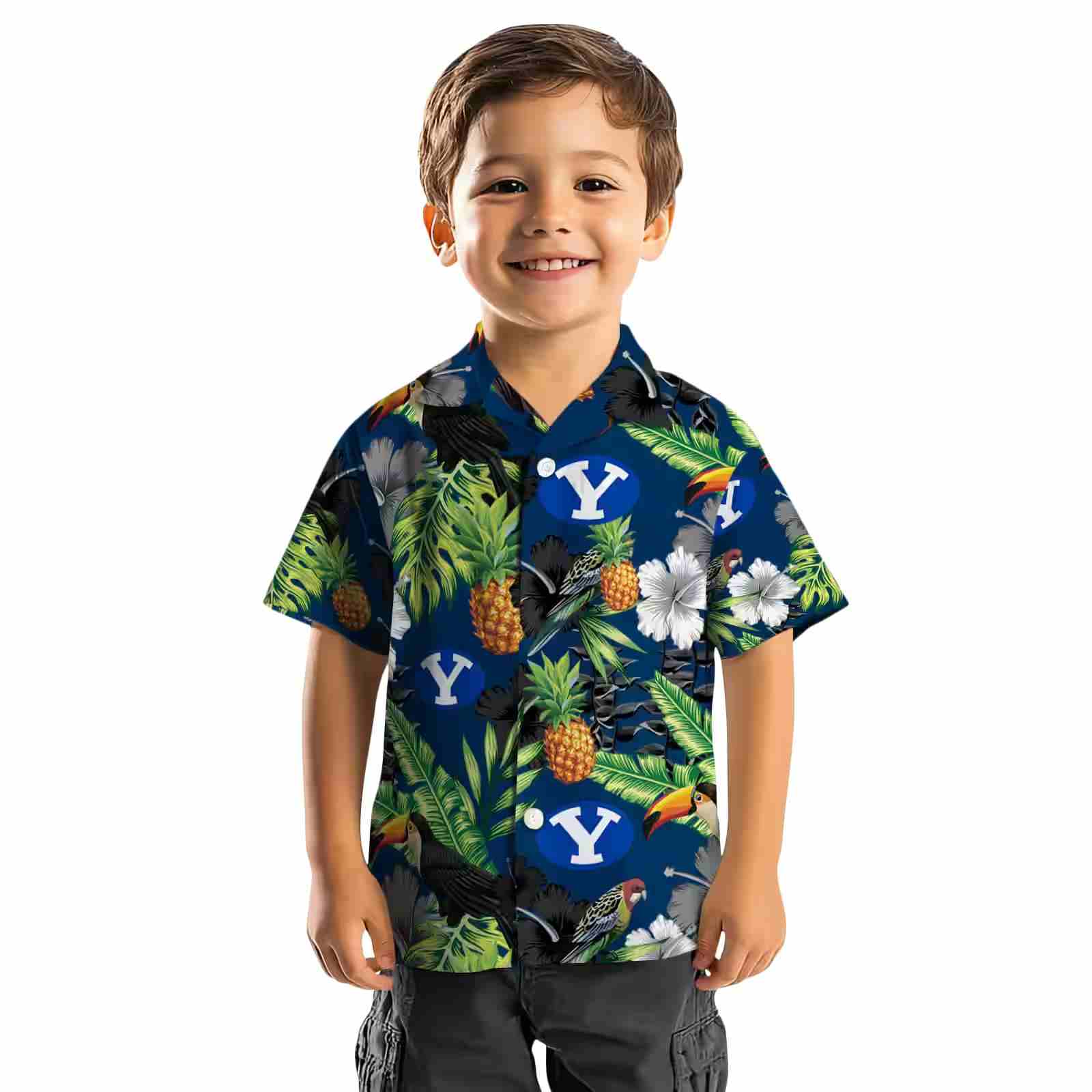 byu cougars toucan hibiscus pineapple blue green hawaiian shirt top rated