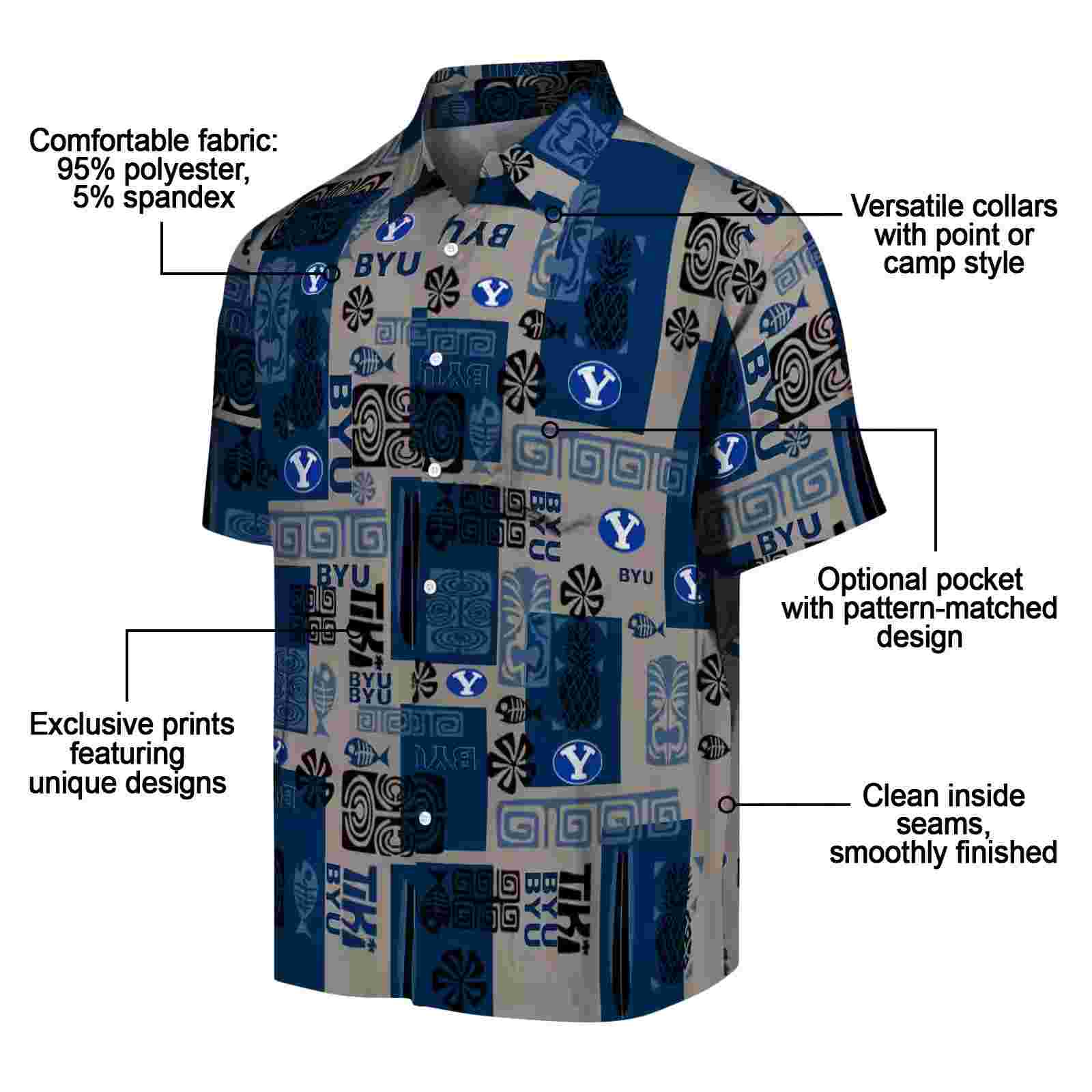 byu cougars tribal symbols blue hawaiian shirt new arrival