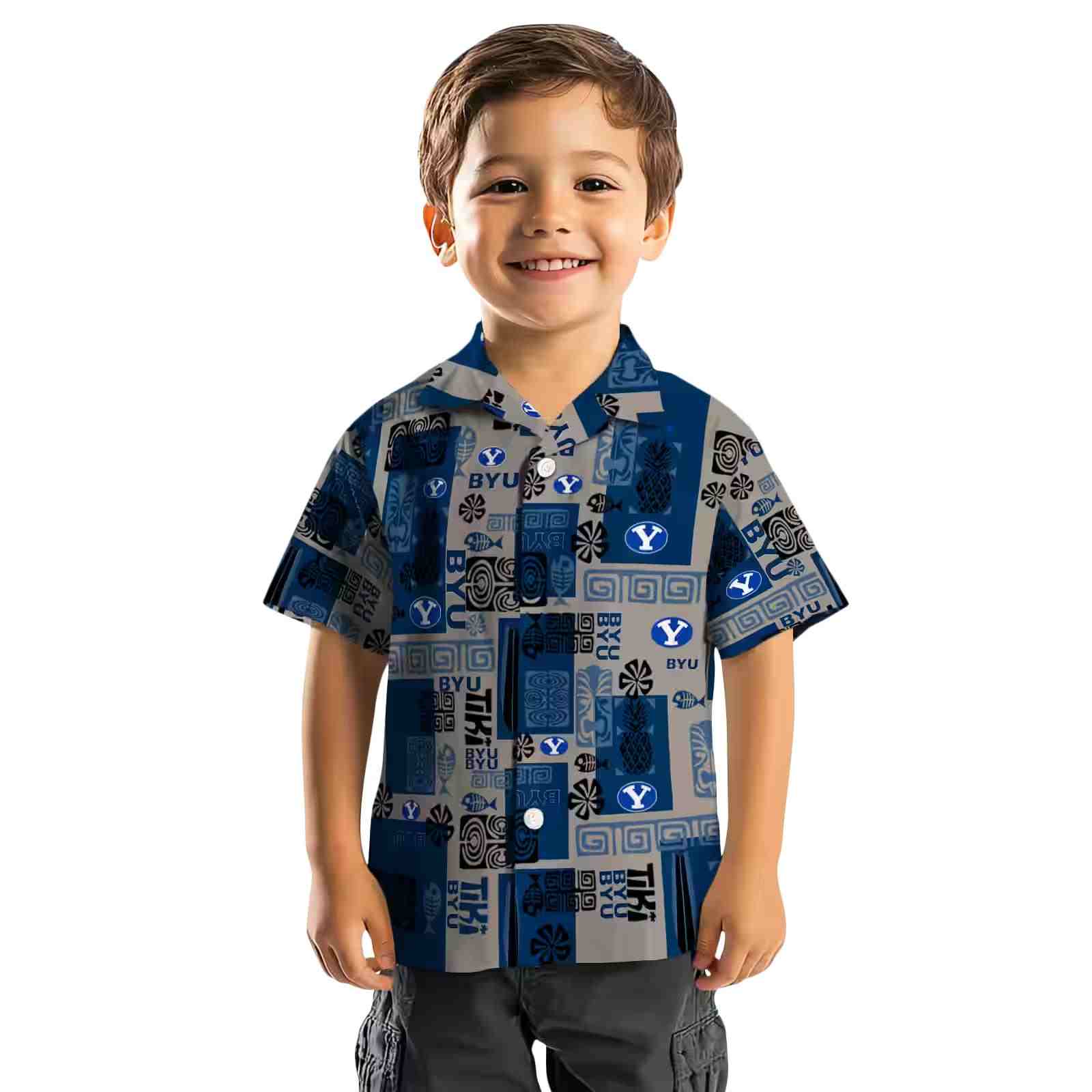 byu cougars tribal symbols blue hawaiian shirt top rated